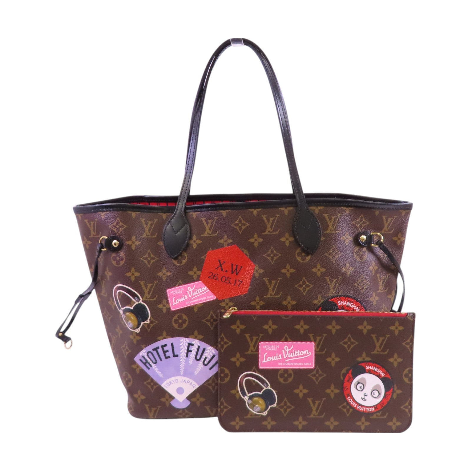 LOUIS VUITTON Monogram World Tour Neverfull金扣肩背袋