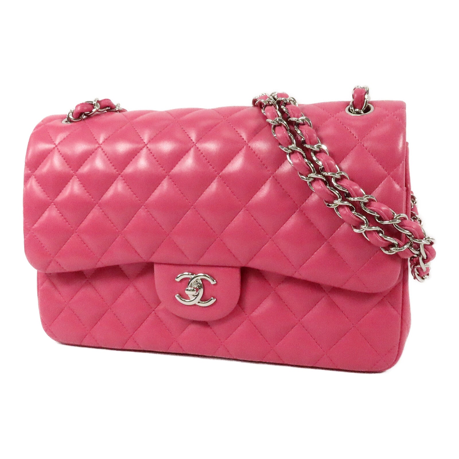 CHANEL 羊皮皮革Large Classic鏈帶手挽肩背兩用袋