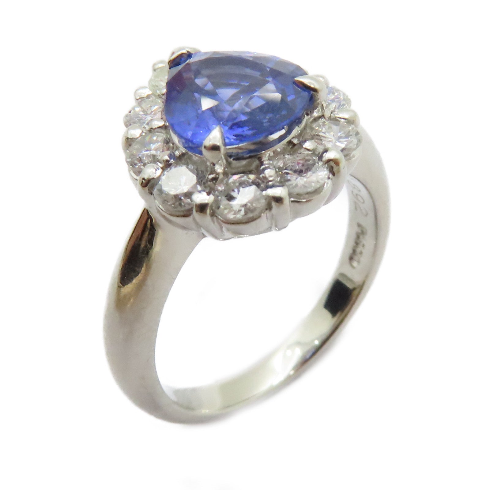 JEWELRY PT900鉑金Sapphire Diamond Ring 1.892ct藍寶石/0.752ct鑽石戒指US#5.75