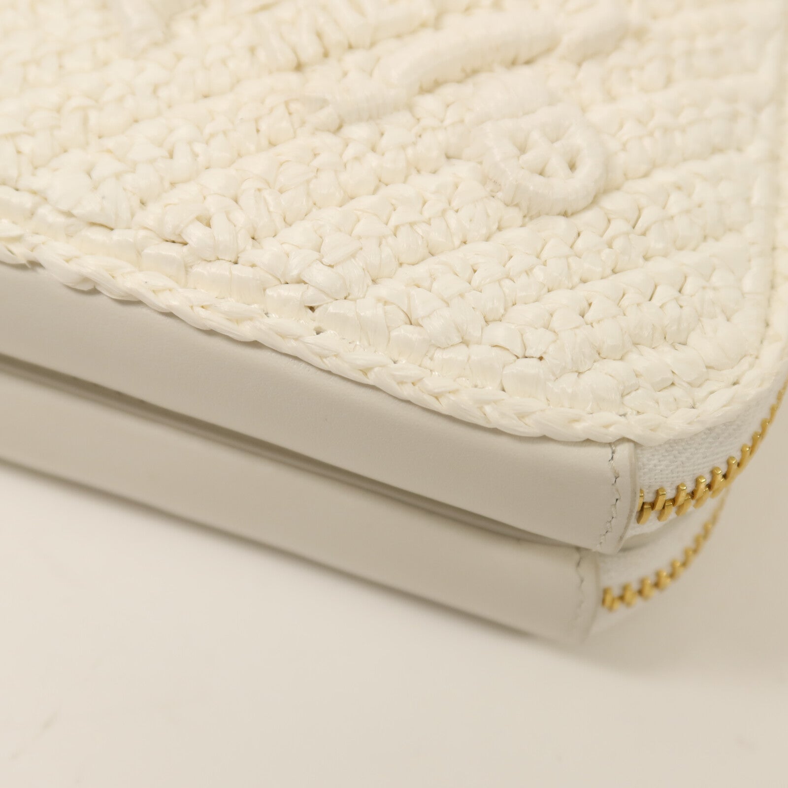 PRADA 牛皮皮革/Raffia Mini Contenitori金扣鏈帶手挽肩背兩用袋