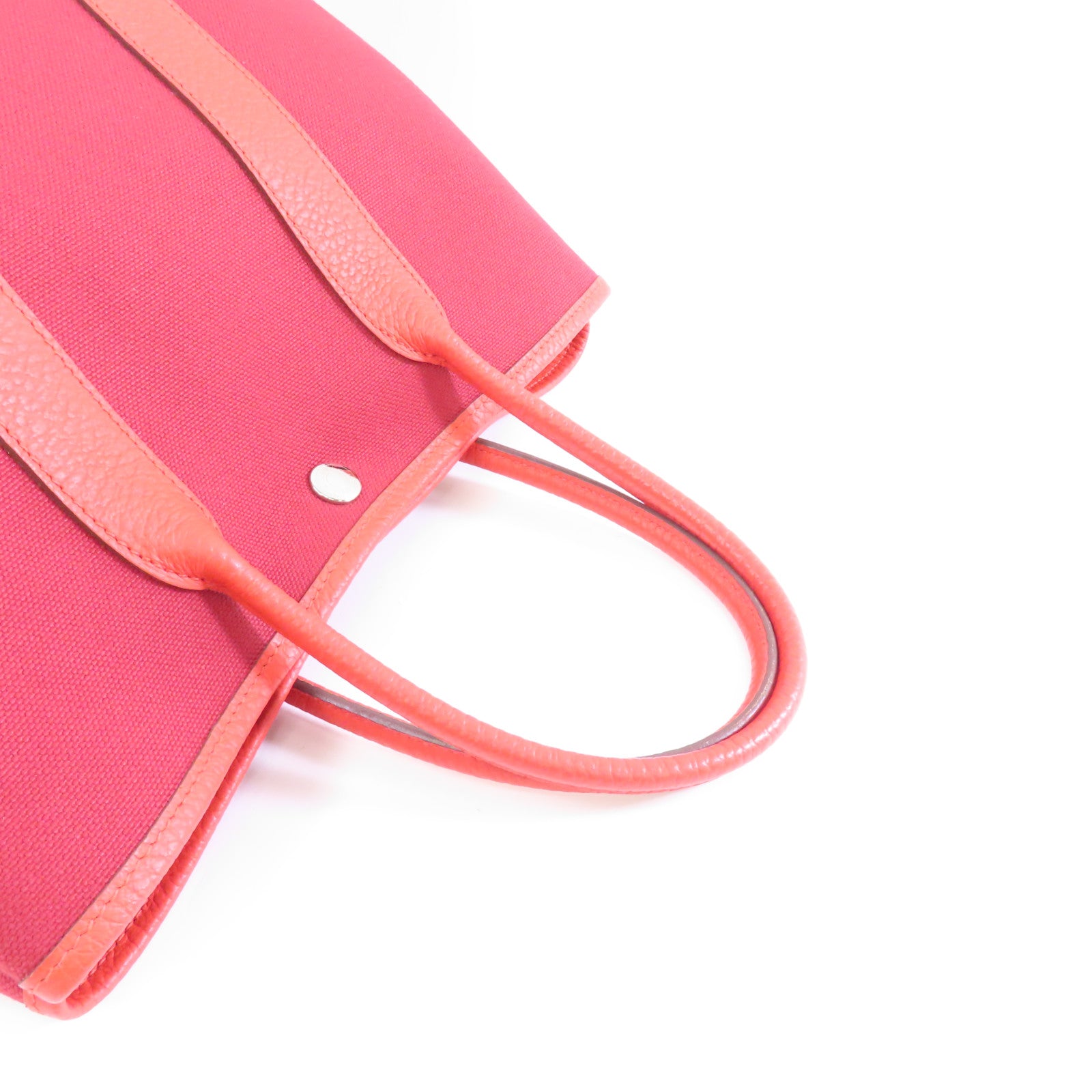 HERMES 帆布Garden Party TPM銀扣手挽袋Rouge Tomate/紅色