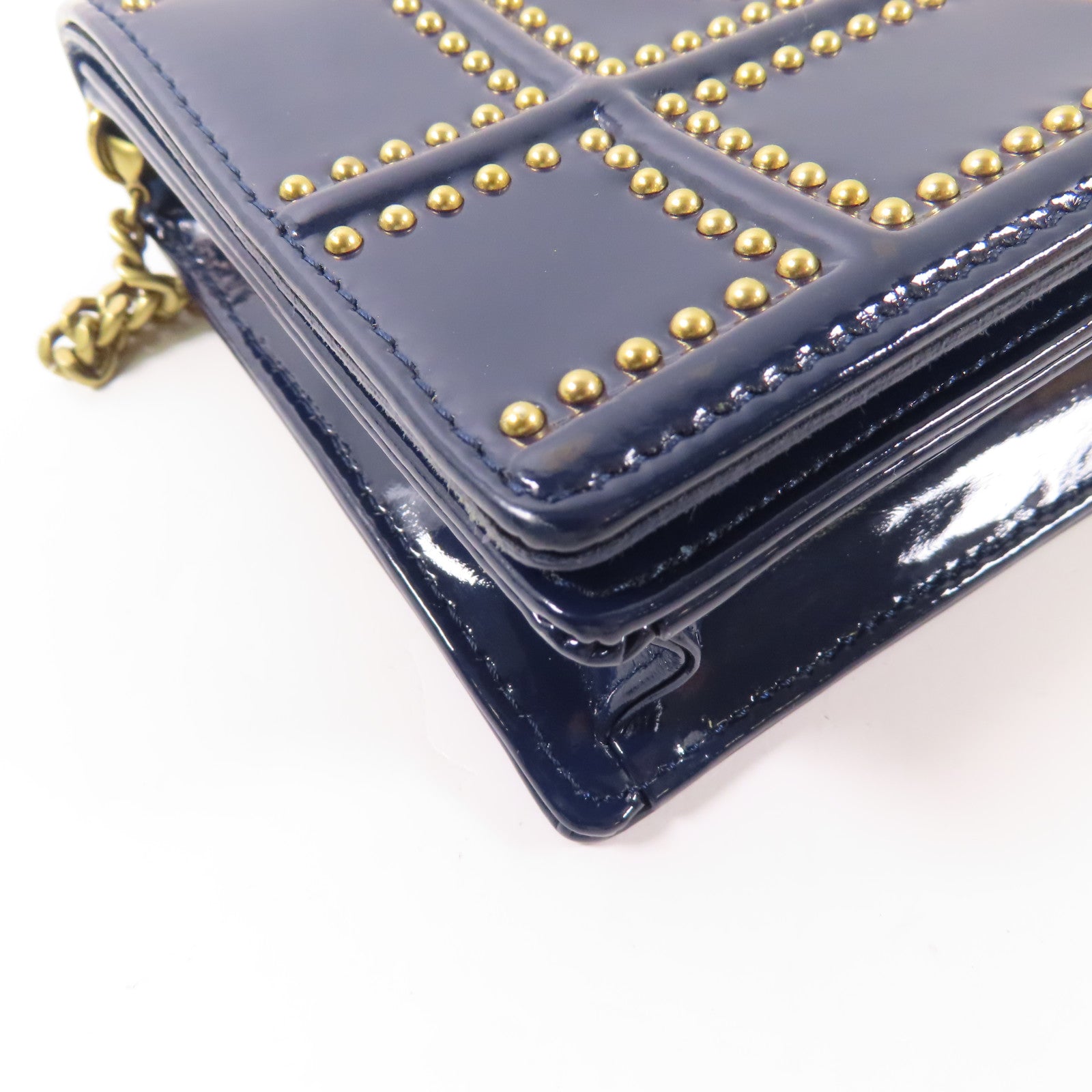 Dior 漆皮皮革Wallet On Chain金扣鏈帶肩背袋