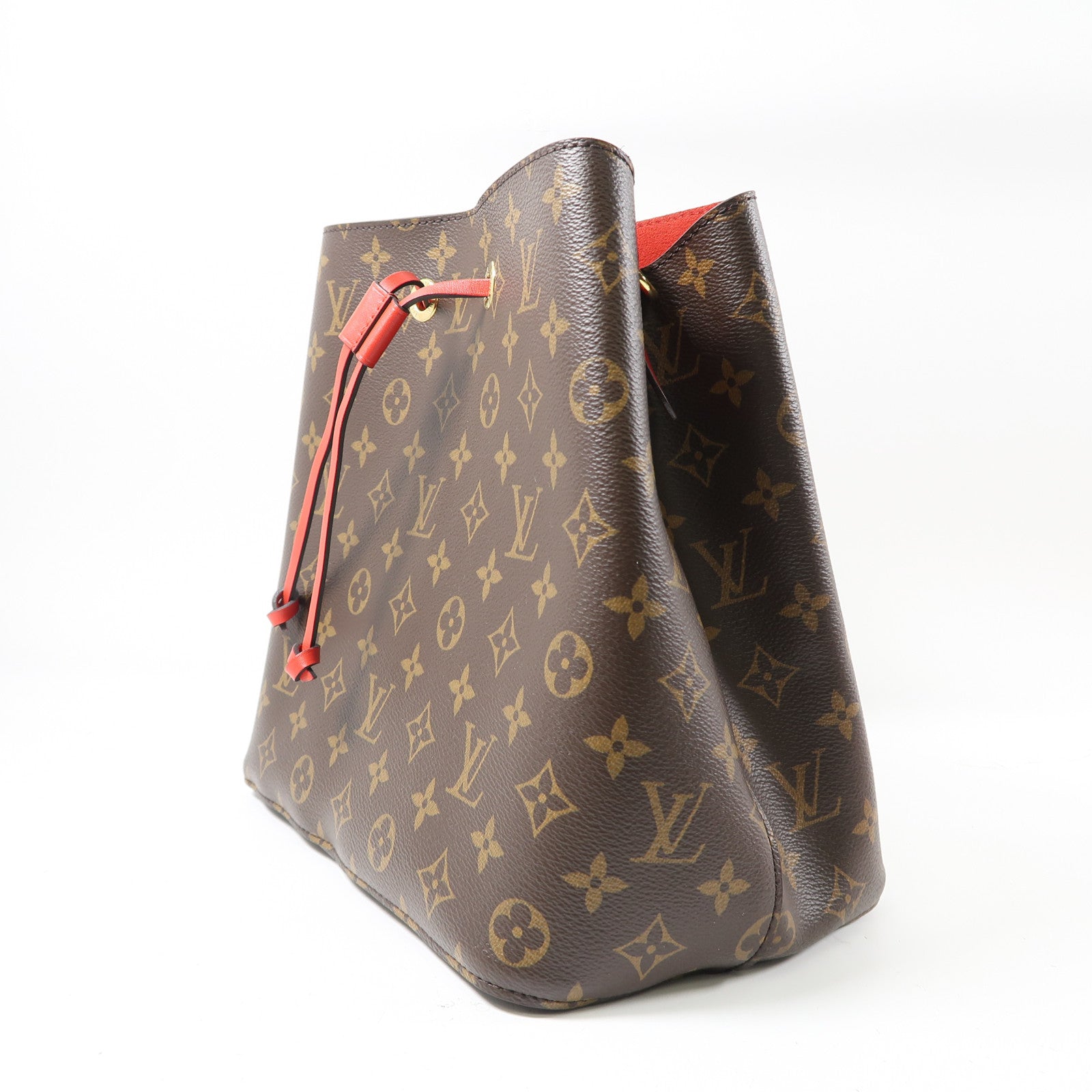 LOUIS VUITTON Monogram Neo Noe金扣肩背袋啡色/紅色