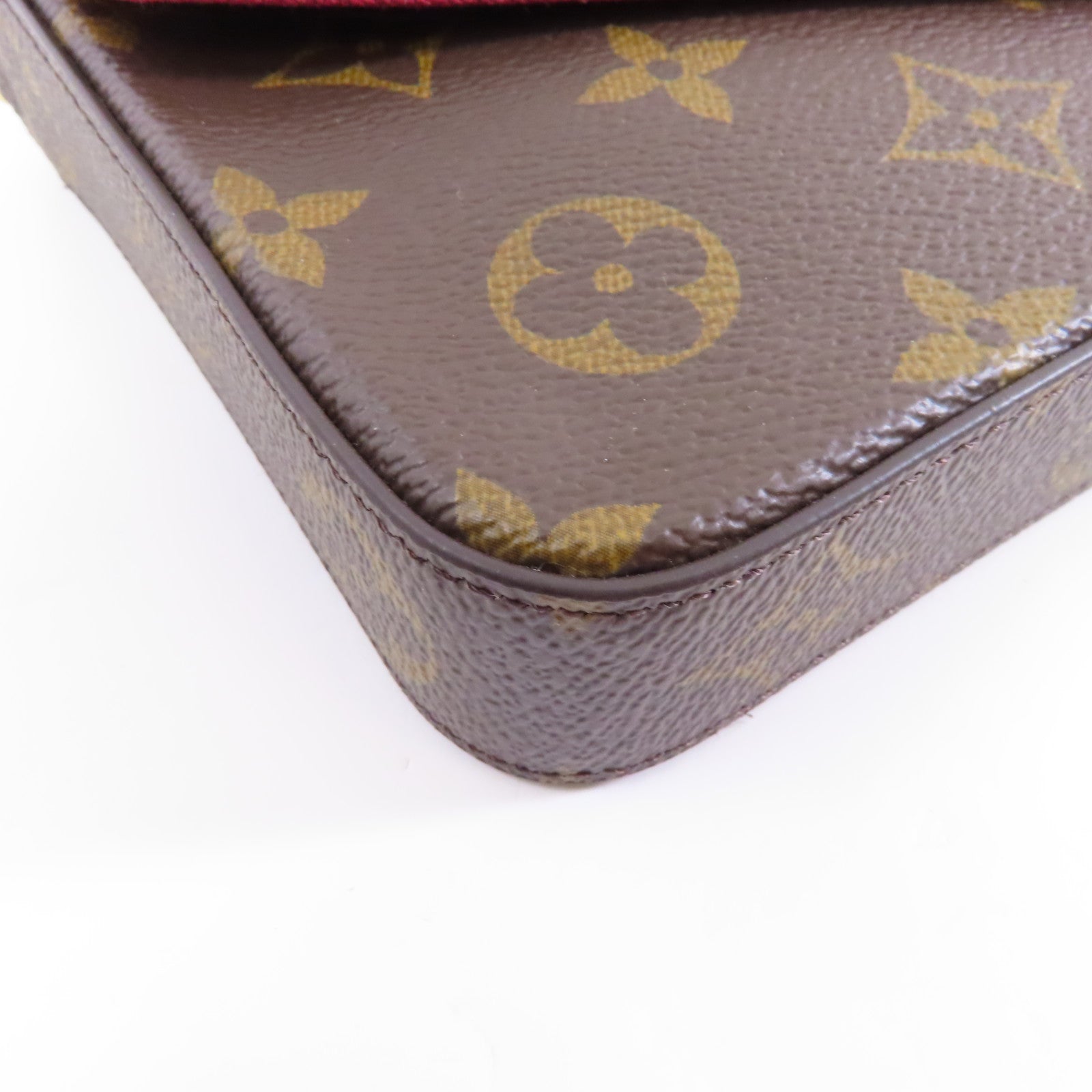 LOUIS VUITTON Monogram Pochette Felicie金扣鏈帶肩背袋啡色