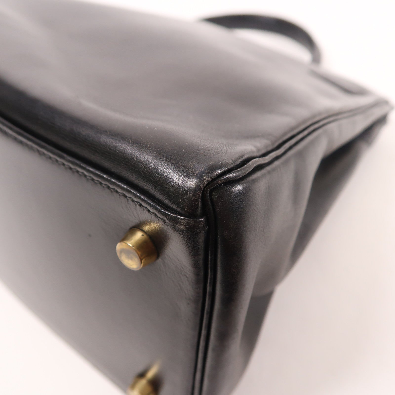HERMES Box皮革Vintage Kelly 35手挽袋Noir