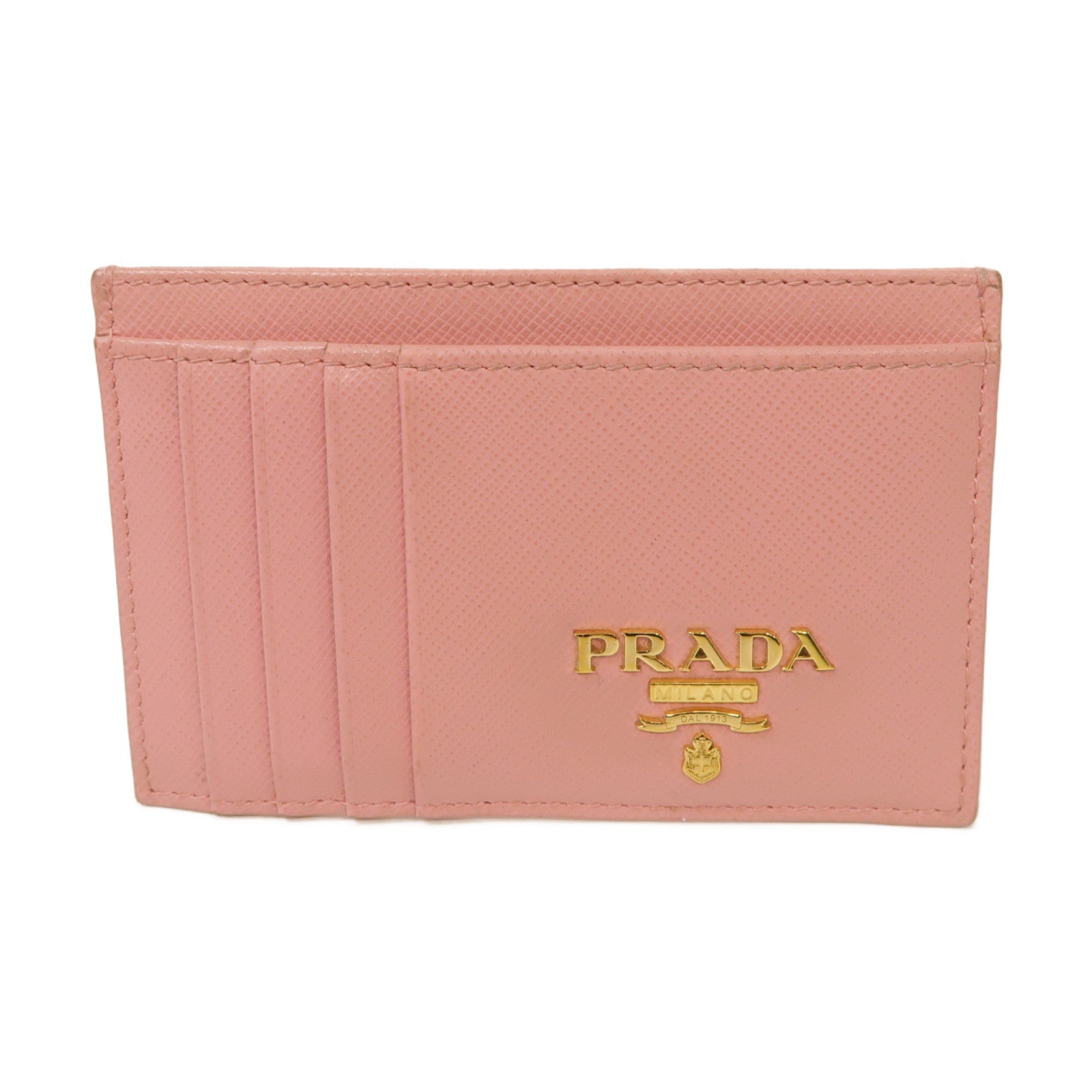 PRADA 【激減優惠】牛皮皮革Card Case金扣卡片套粉紅色