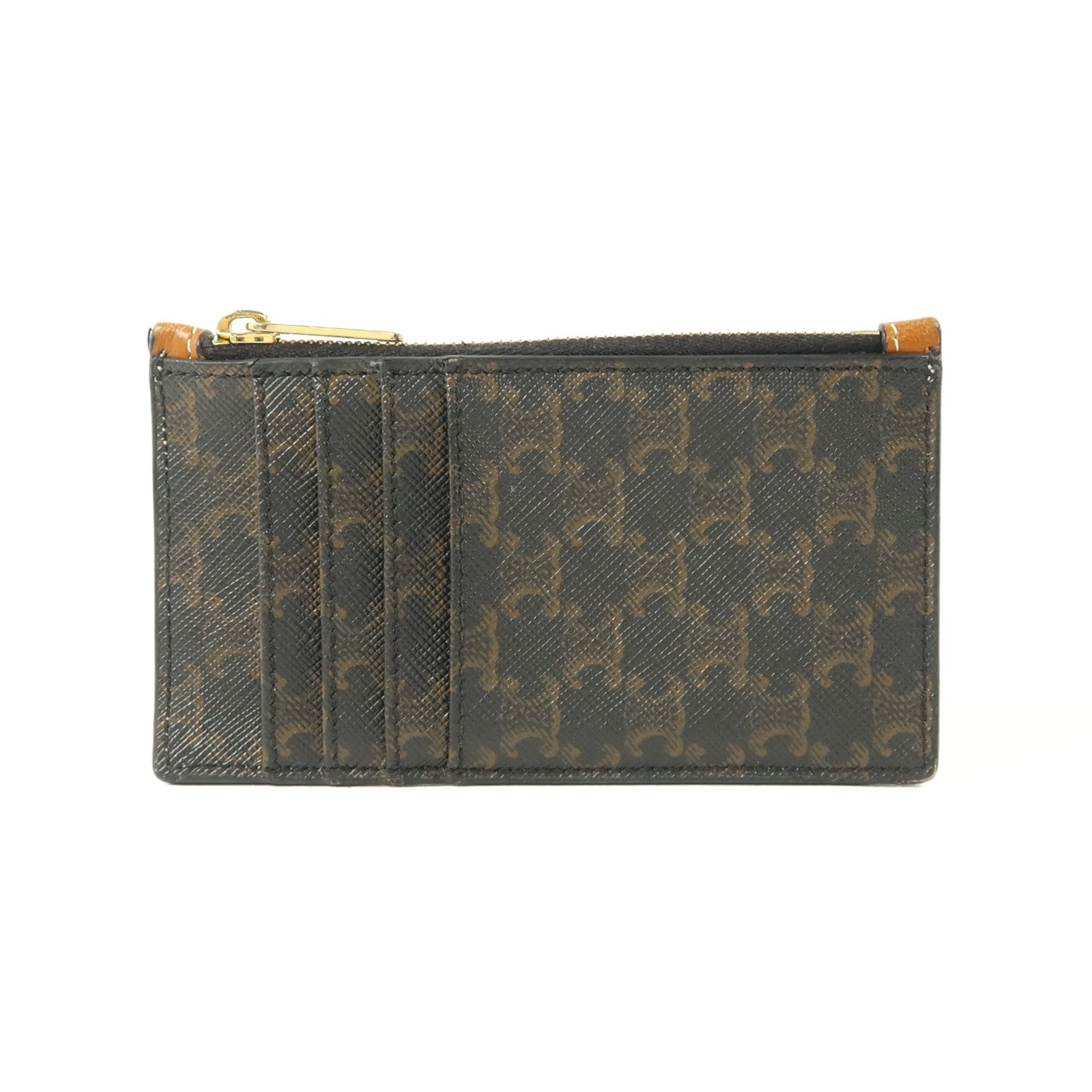 CELINE 塗層帆布/牛皮皮革Zipped Compact Card Holder卡片套