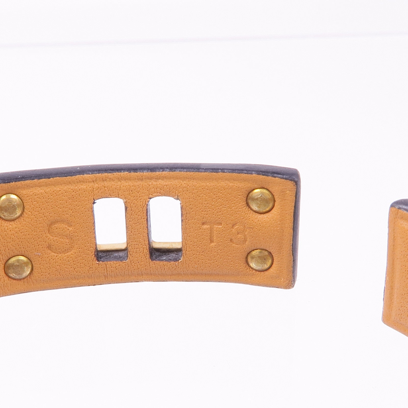 HERMES Swift皮革Mini Dog Anneaux金扣手鐲Noir