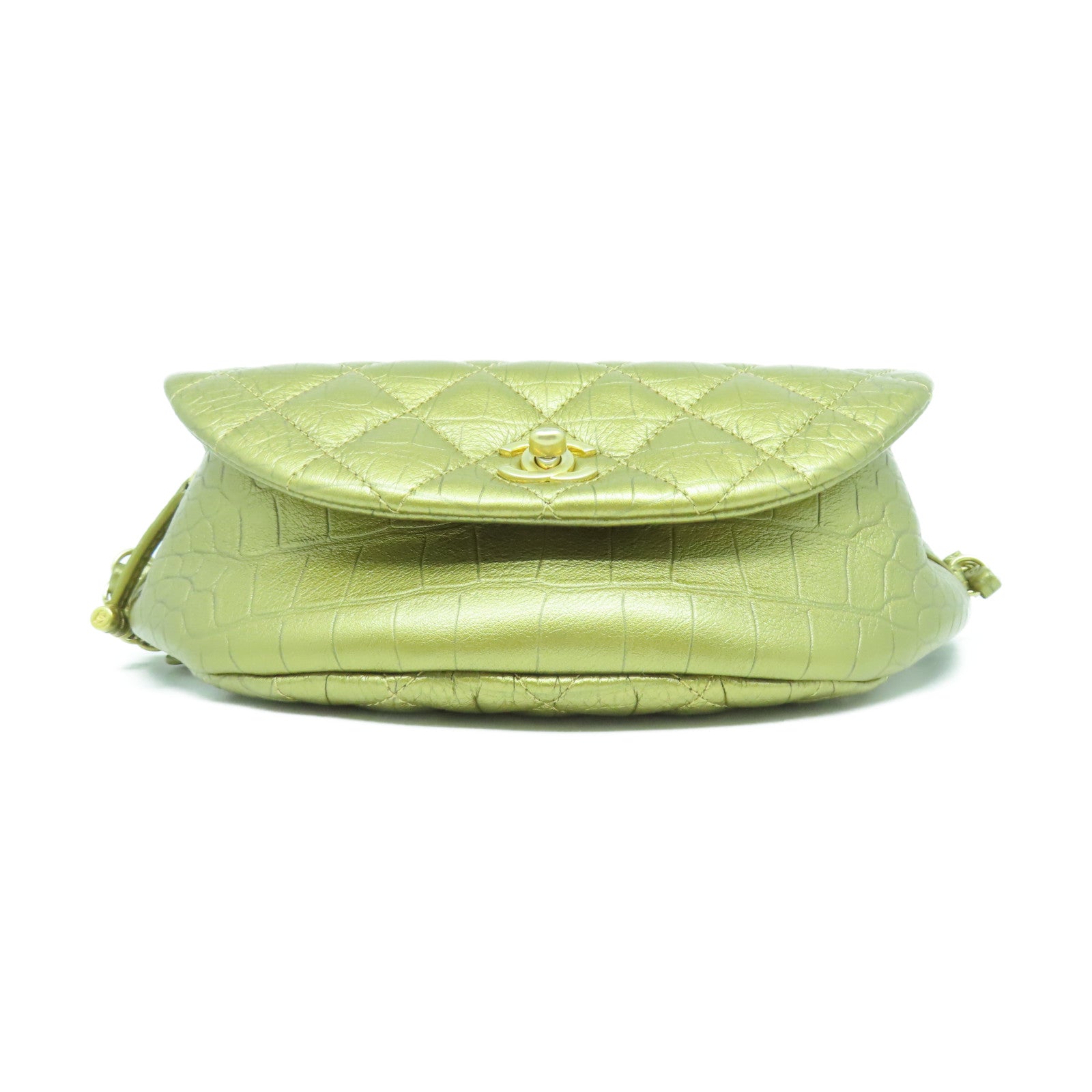 CHANEL 【激減優惠】菱格牛皮皮革Waist Bag金扣腰包金色