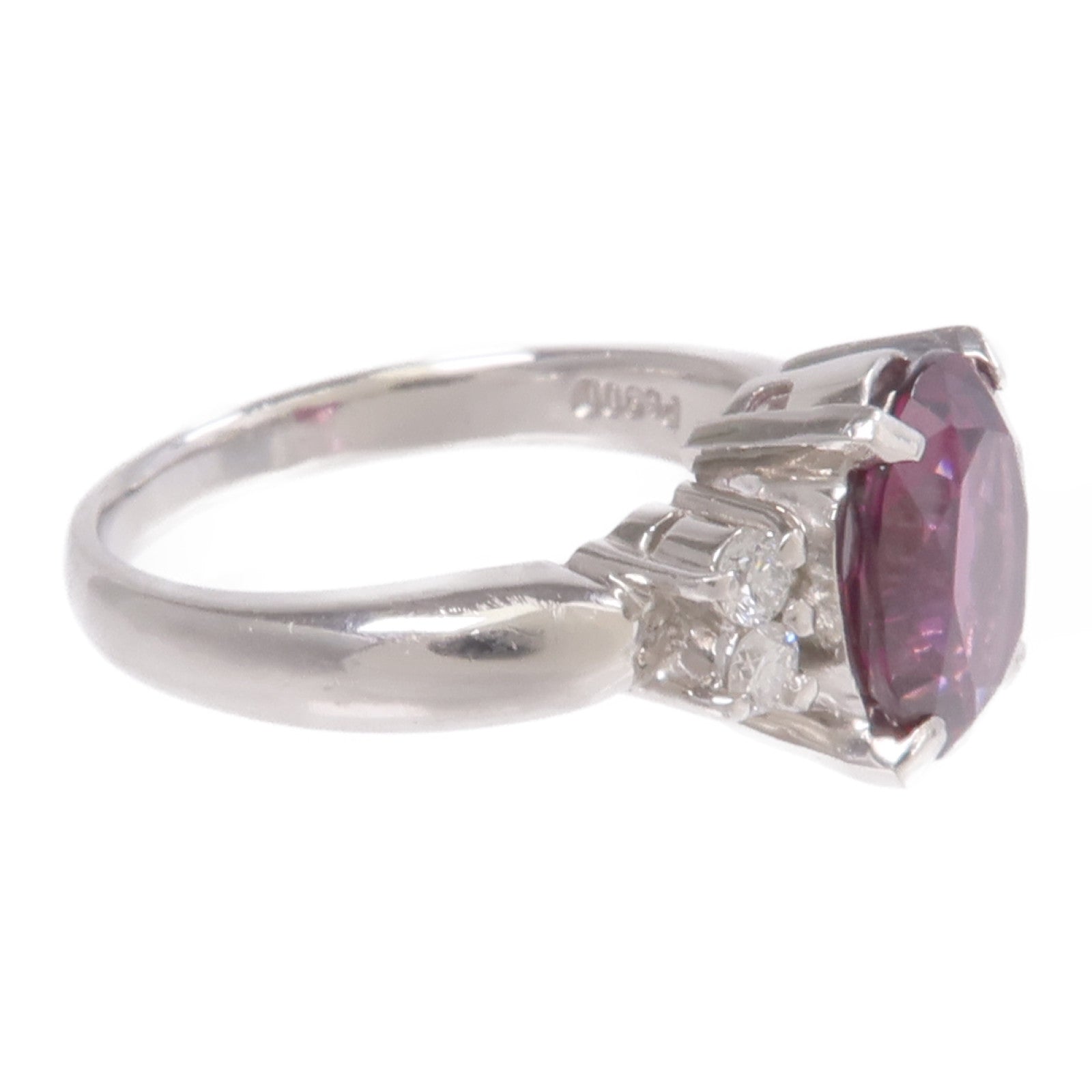 JEWELRY PT900鉑金Rhodolite Garnet Diamond Ring紅榴石/鑽石戒指
