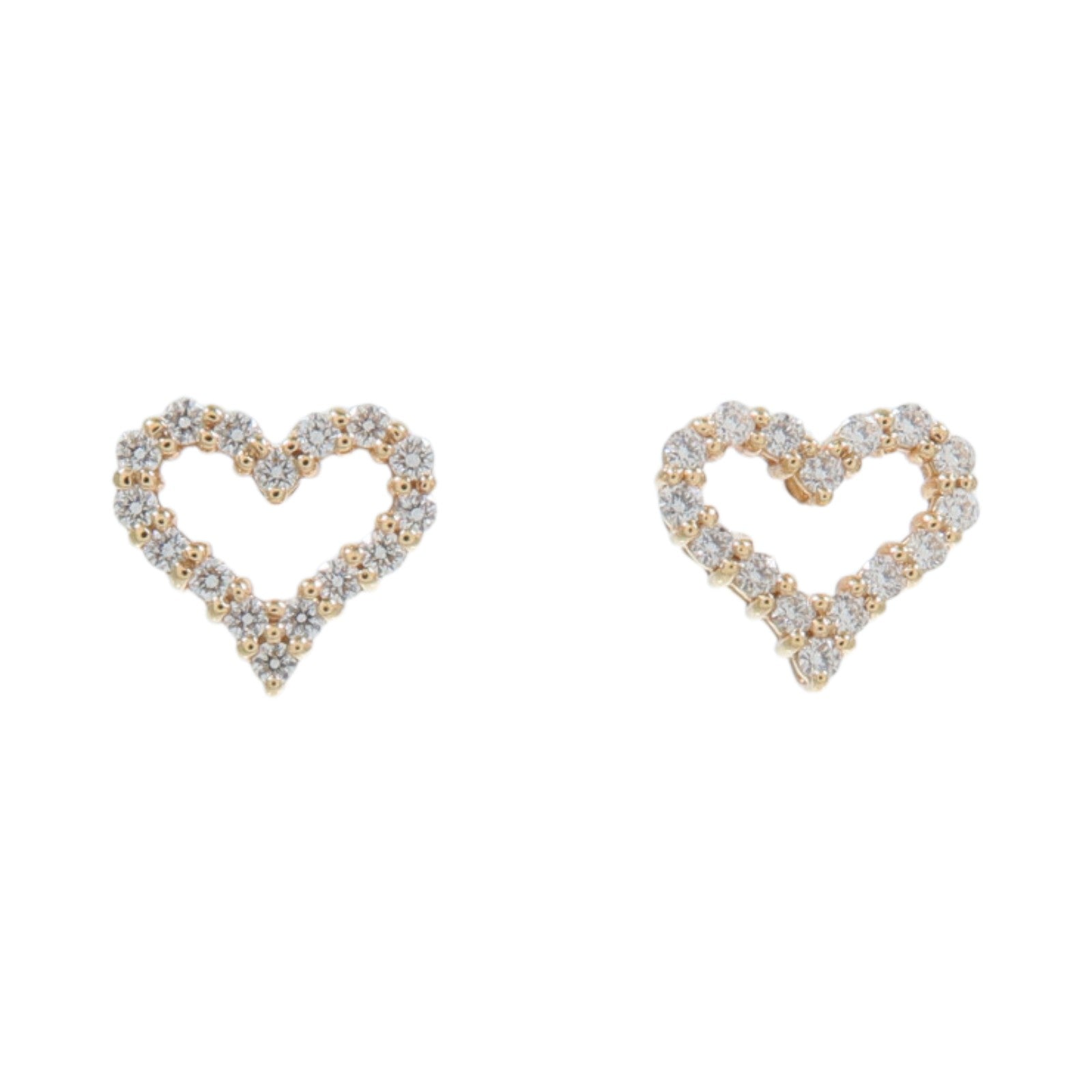 TIFFANY＆CO 18K玫瑰金Diamond Open Heart Stud Earrings鑽石耳環