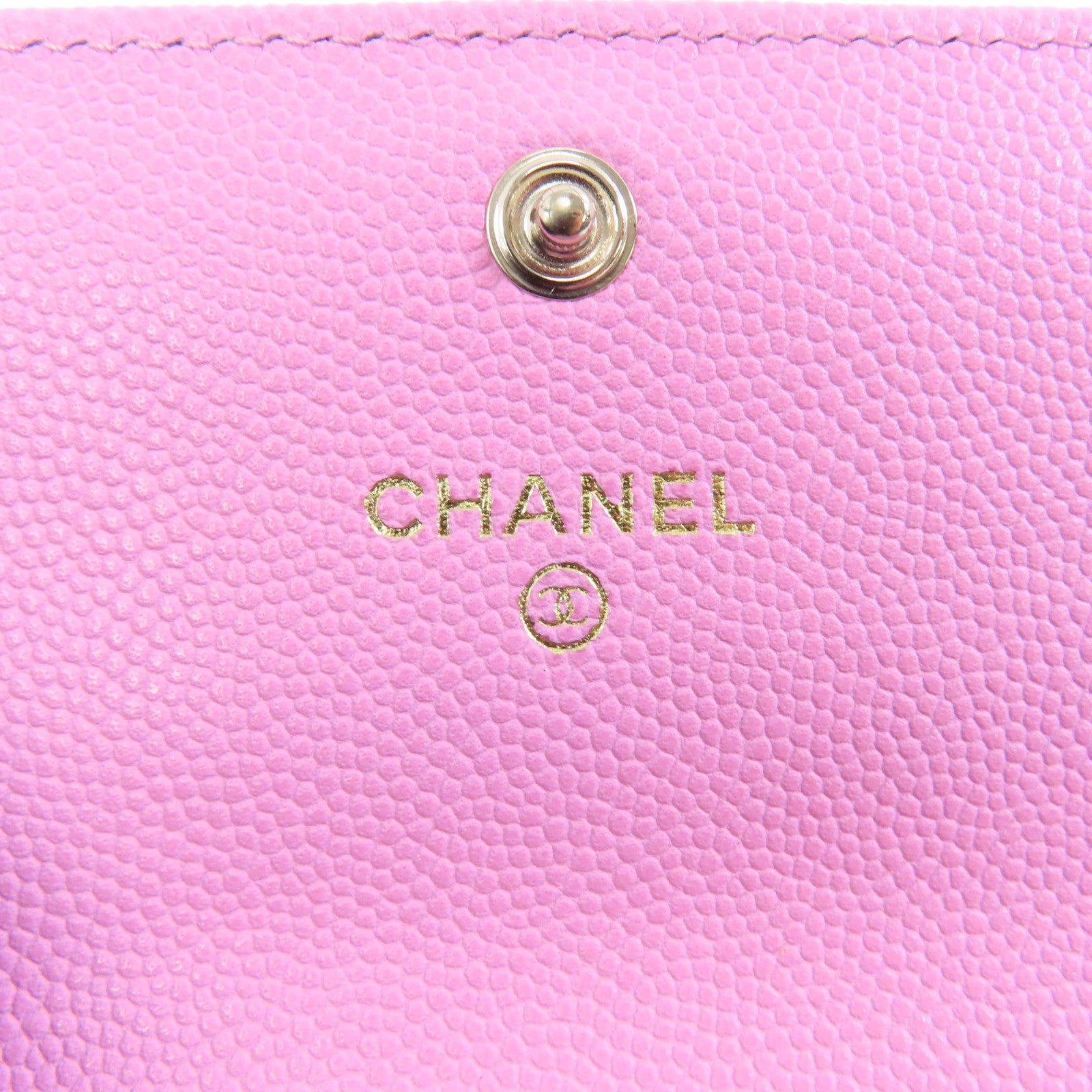 CHANEL 菱格Caviar皮革Card Case金扣卡片套粉紅色
