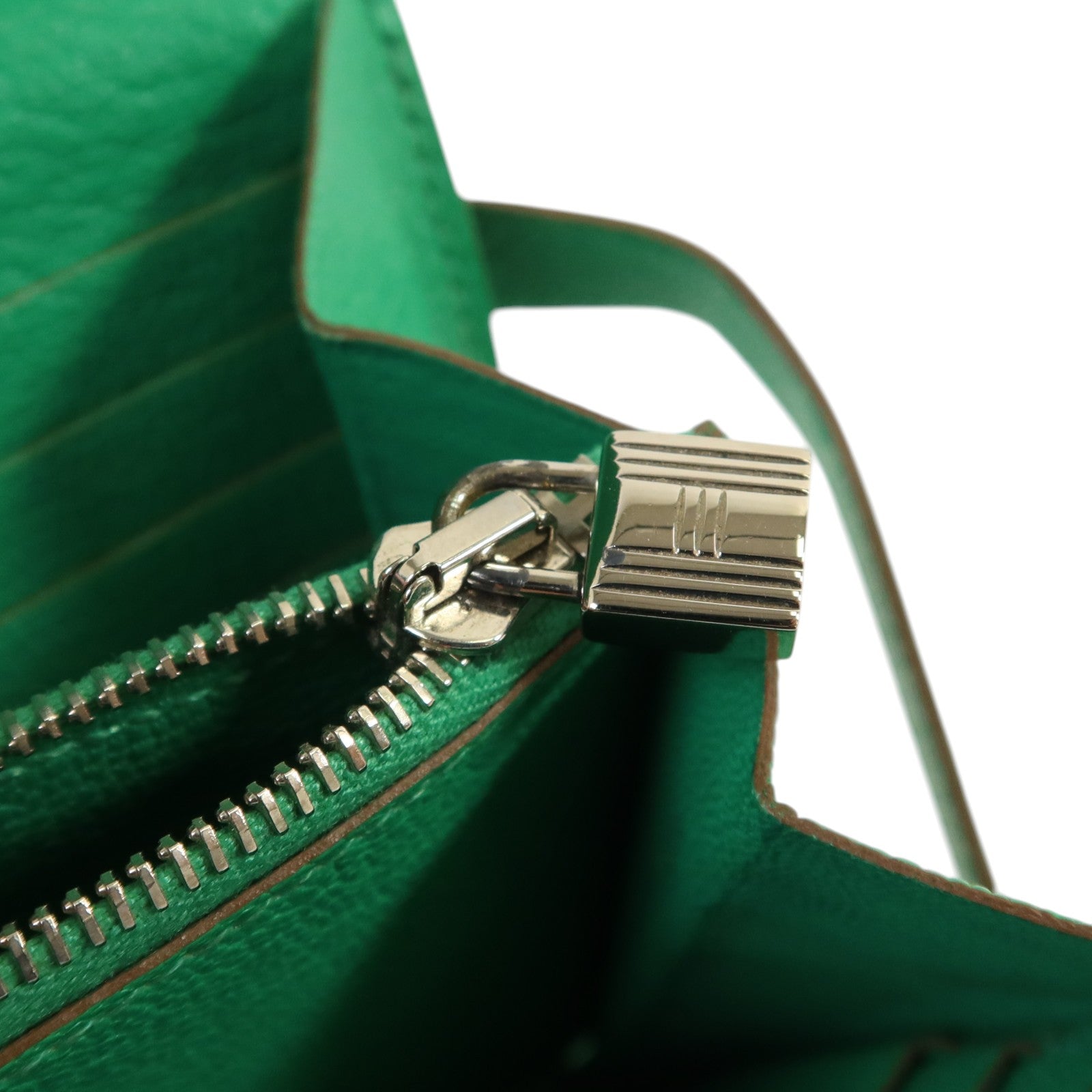 HERMES Chevre皮革Kelly wallet銀扣長錢包Menthe