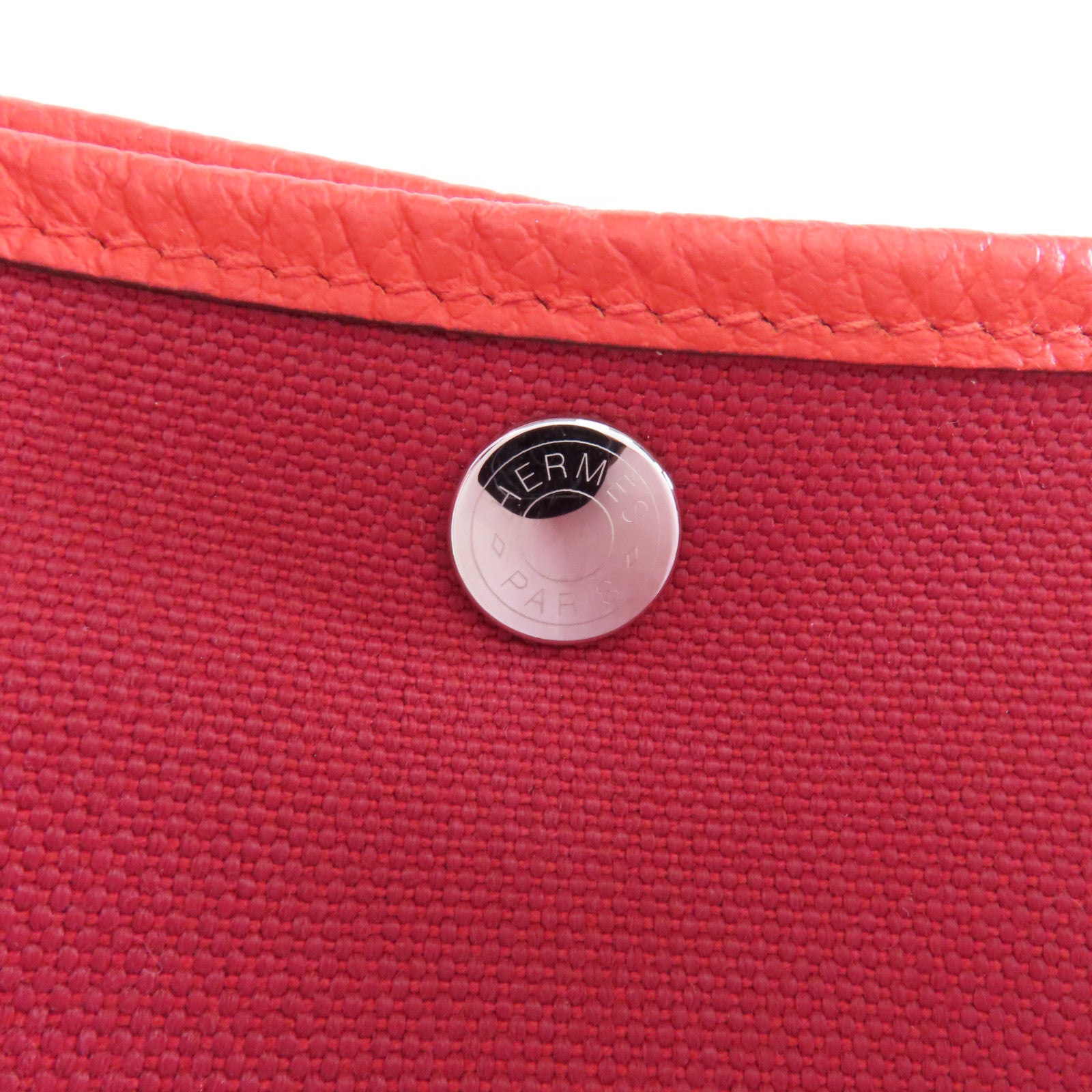 HERMES 帆布Garden Party TPM銀扣手挽袋Rouge Tomate/紅色