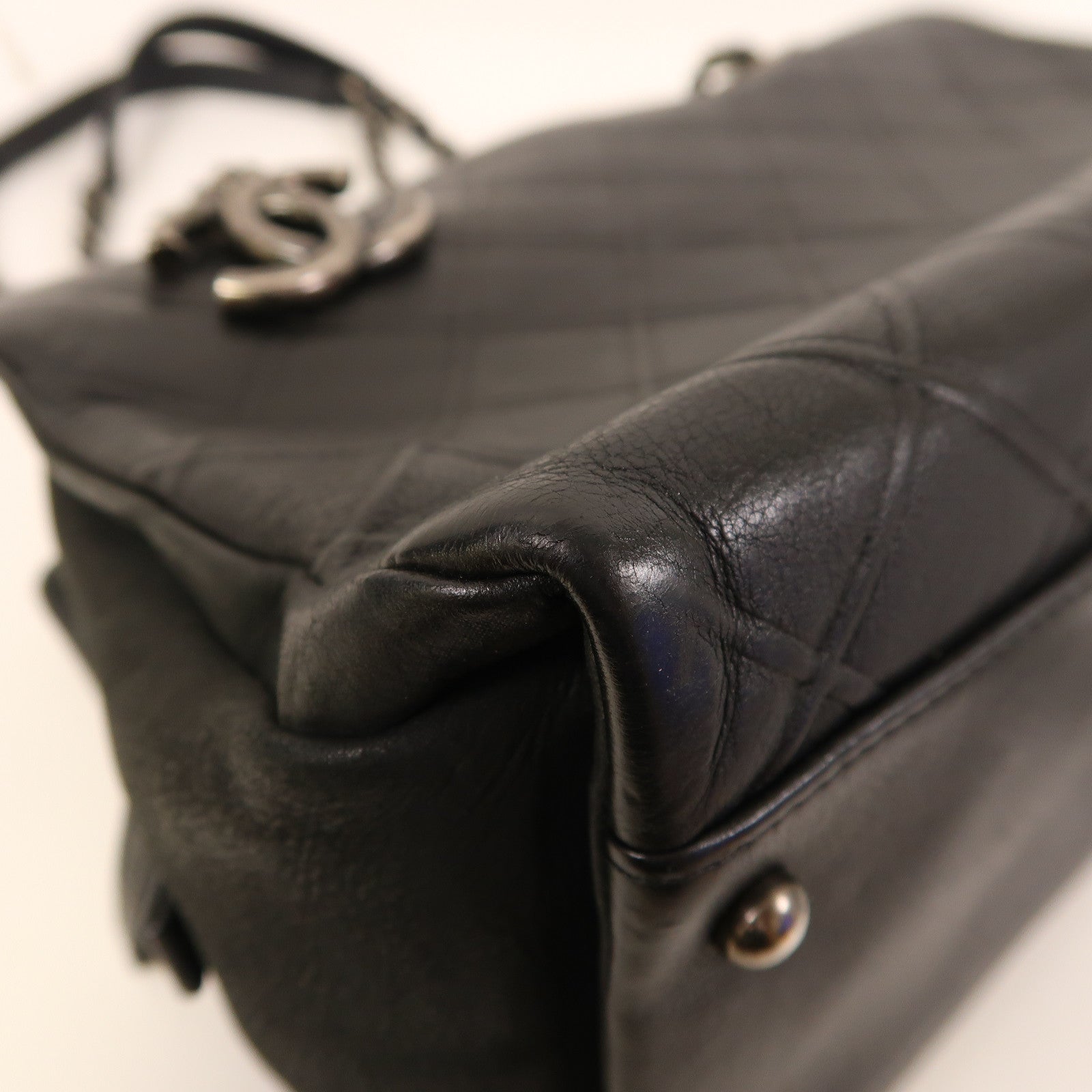 CHANEL 【激減優惠】菱格牛皮皮革Shoulder Bag銀扣肩背袋黑色