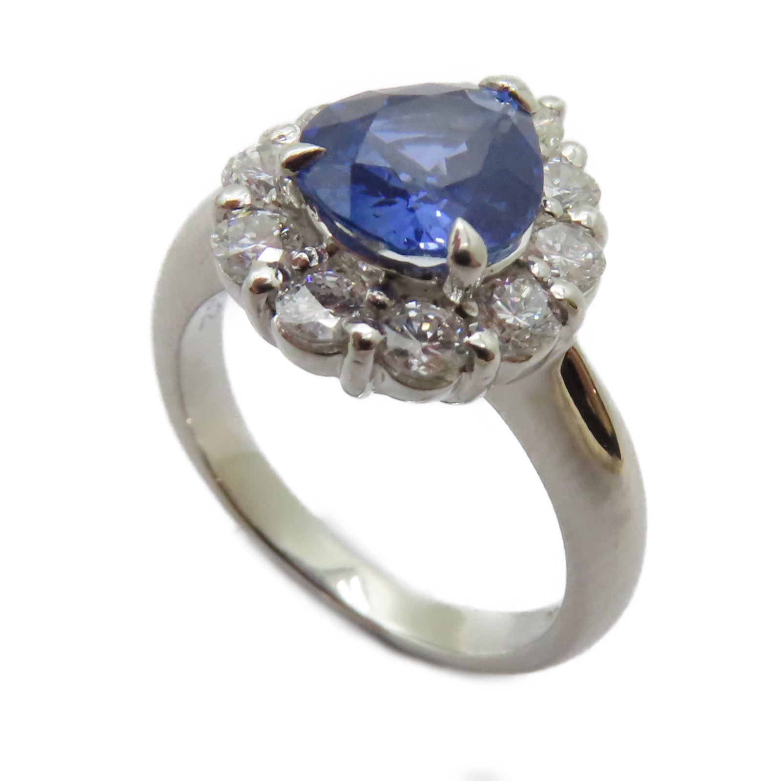 JEWELRY PT900鉑金Sapphire Diamond Ring 1.892ct藍寶石/0.752ct鑽石戒指US#5.75
