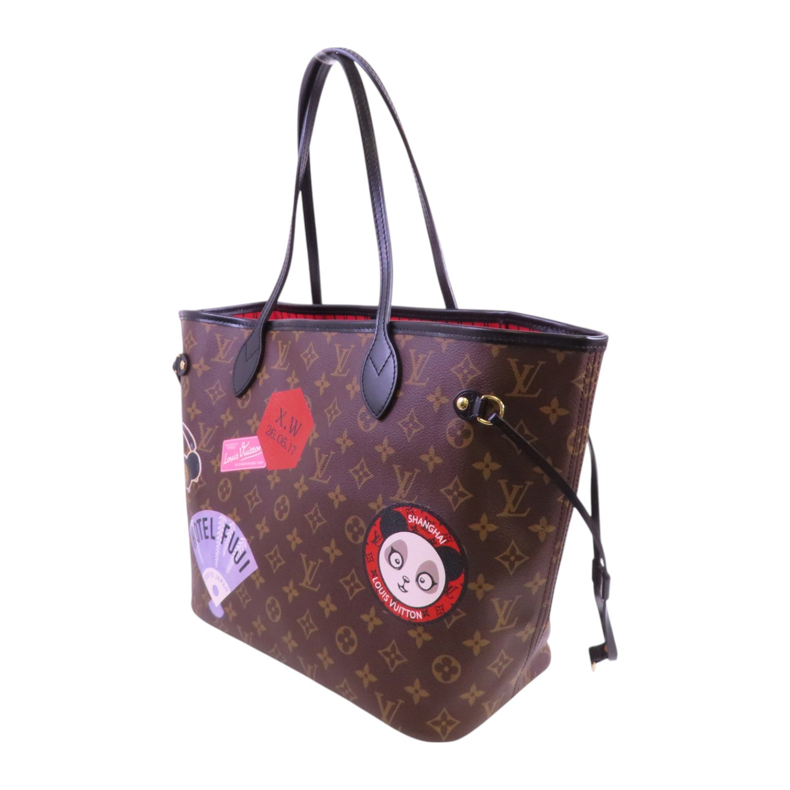 LOUIS VUITTON Monogram World Tour Neverfull金扣肩背袋