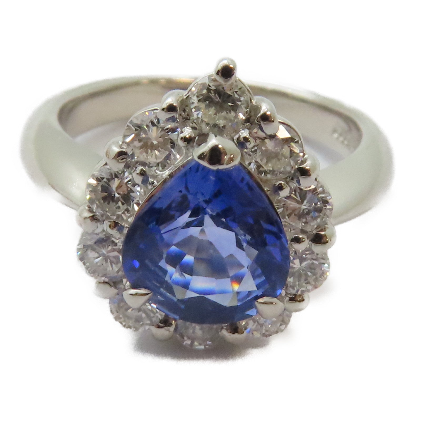 JEWELRY PT900鉑金Sapphire Diamond Ring 1.892ct藍寶石/0.752ct鑽石戒指US#5.75