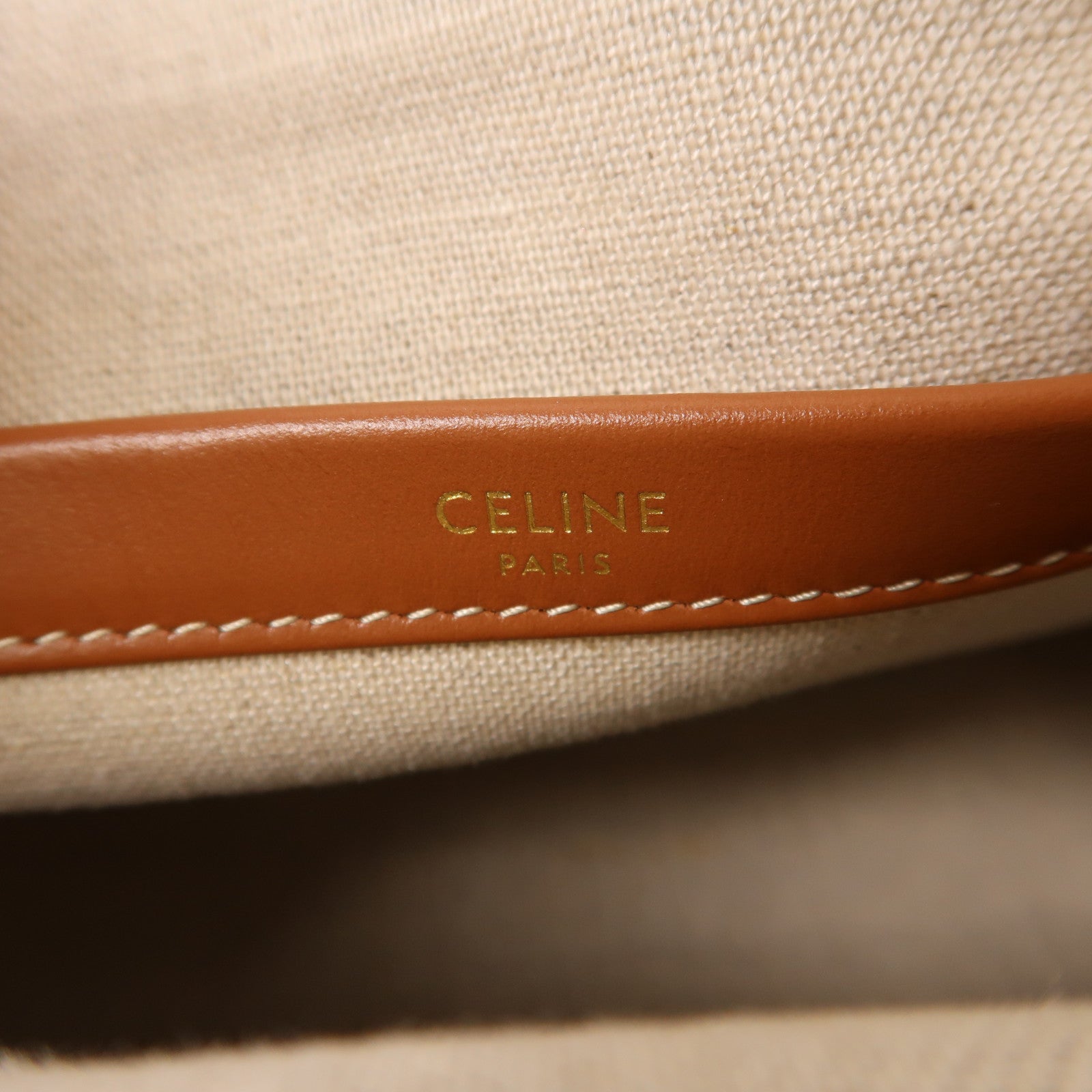 CELINE 帆布Cabas Thais金扣手挽肩背兩用袋