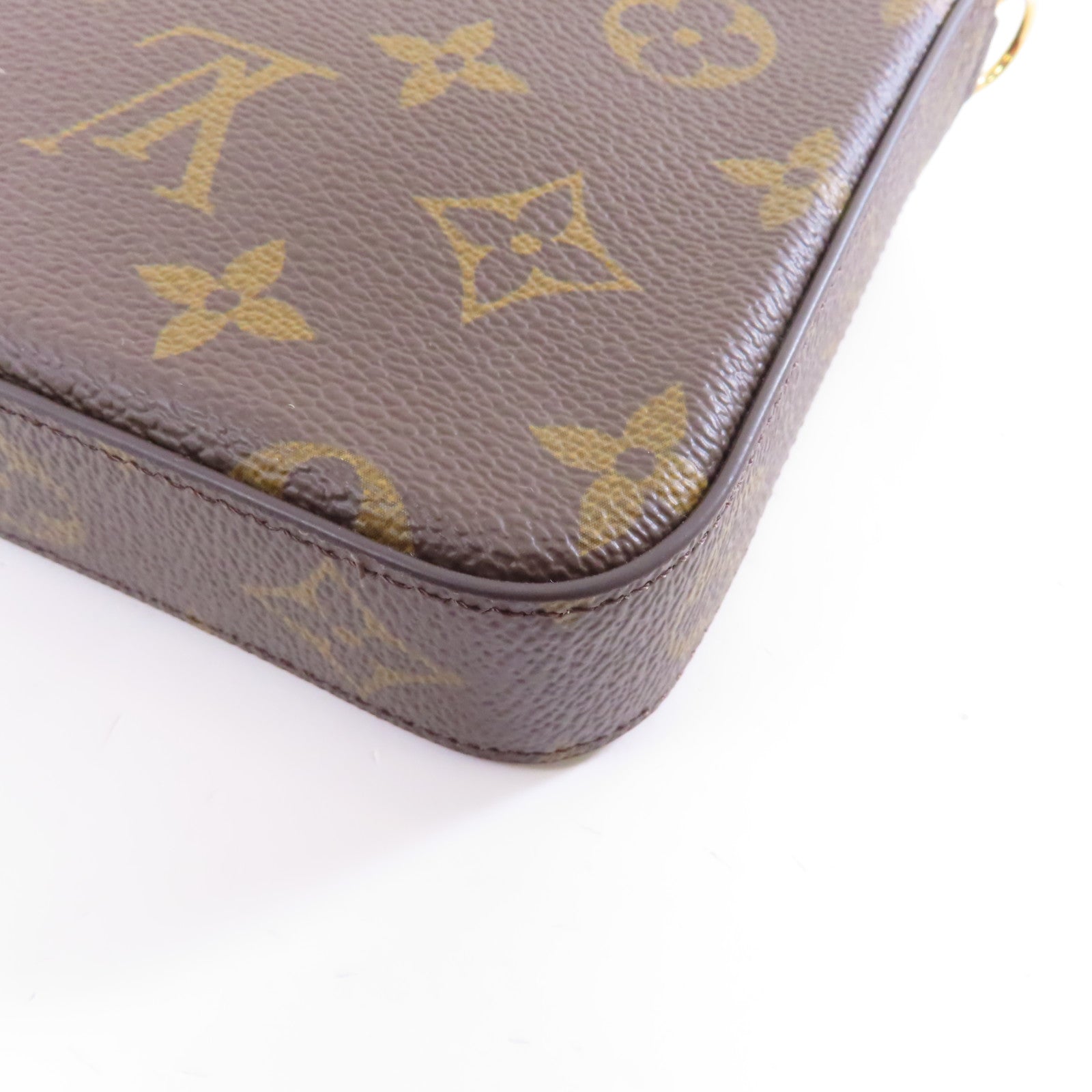 LOUIS VUITTON Monogram Pochette Felicie金扣鏈帶肩背袋啡色