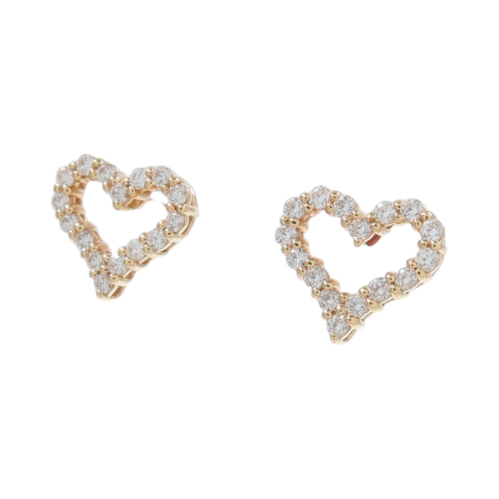 TIFFANY＆CO 18K玫瑰金Diamond Open Heart Stud Earrings鑽石耳環
