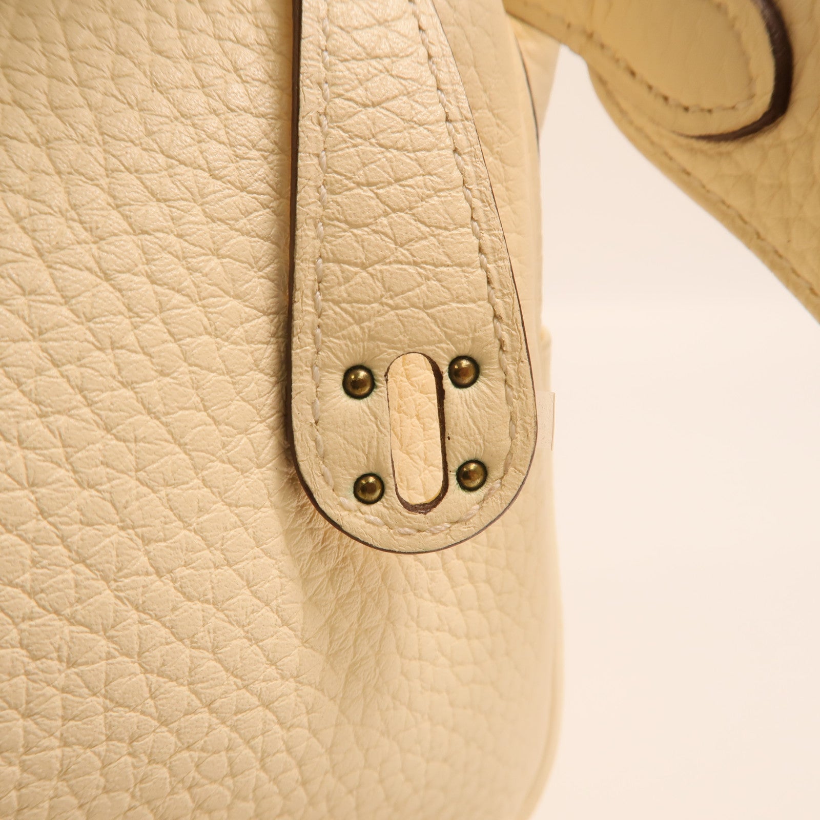 HERMES Clemence皮革Mini Lindy金扣手挽肩背兩用袋Nata