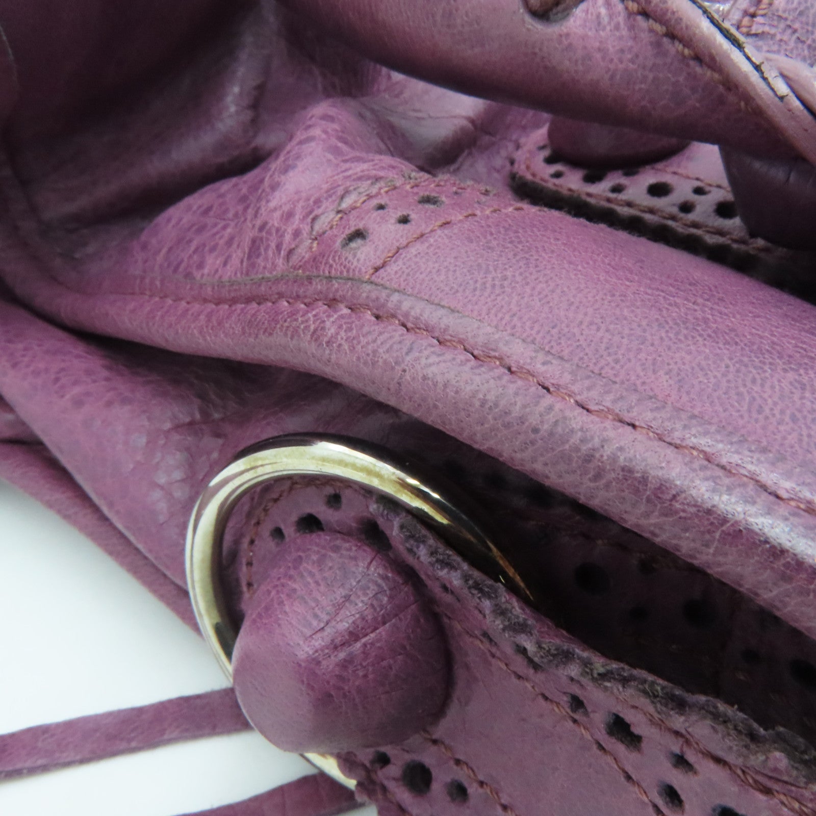 BALENCIAGA 牛皮皮革City银扣手挽肩背两用袋紫色
