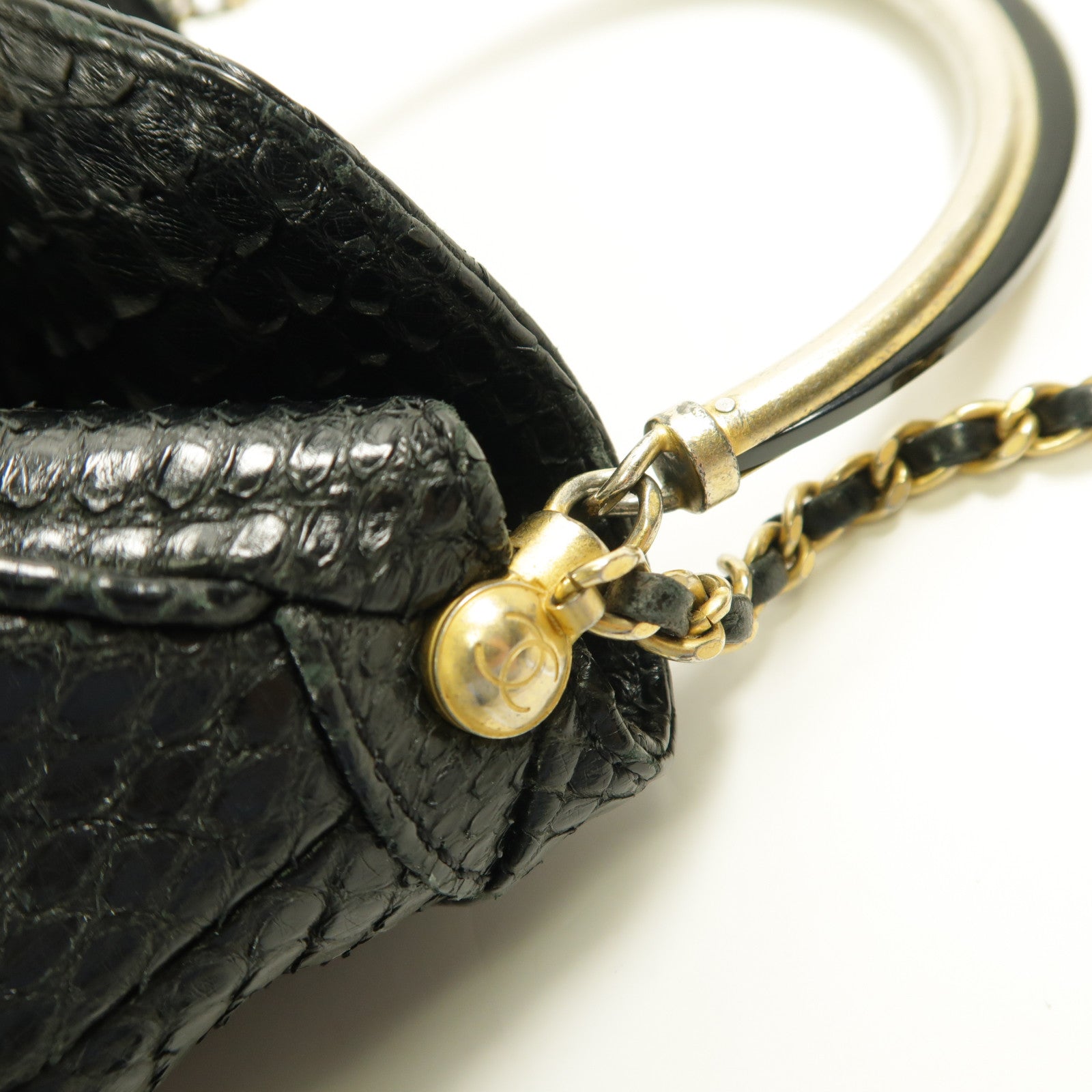 CHANEL 【激減優惠】蛇皮皮革Shoulder Bag金扣鏈帶肩背袋