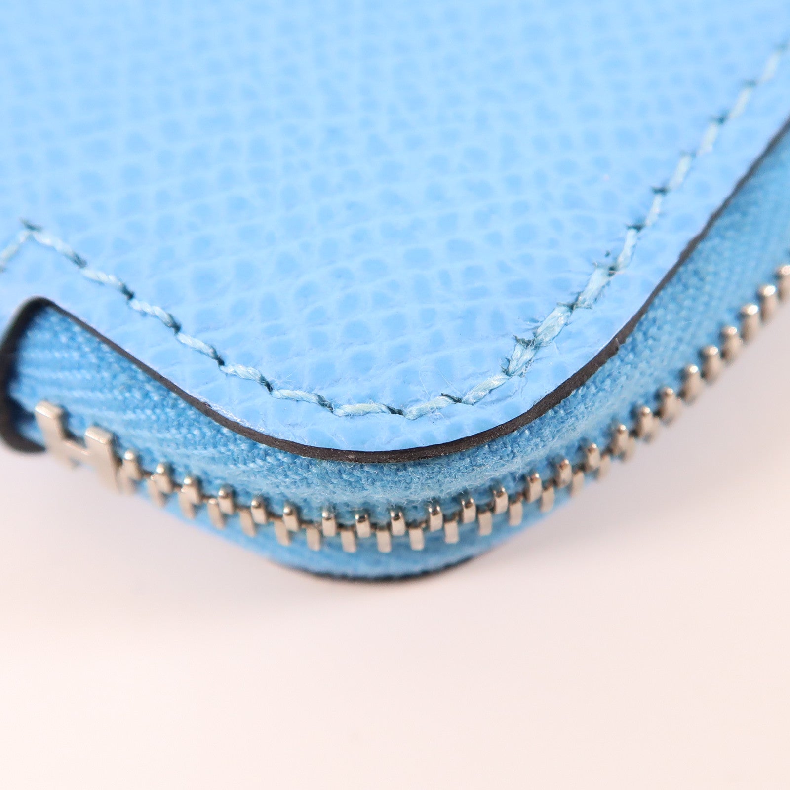 HERMES 【激減優惠】Epsom皮革Silk In Change Purse銀扣零錢包Bleu Celeste