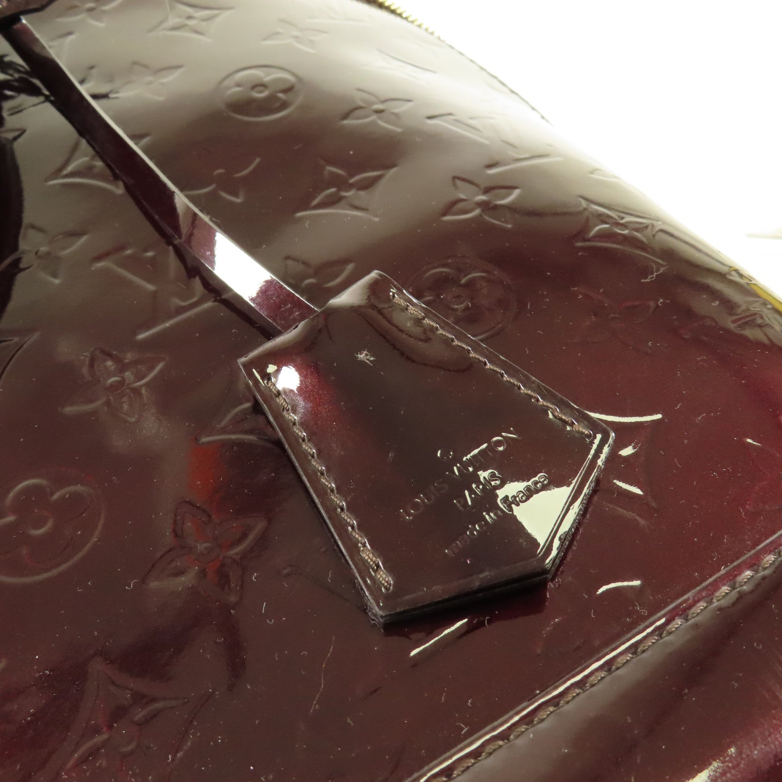 LOUIS VUITTON Vernis Alma PM金扣手挽袋酒紅色