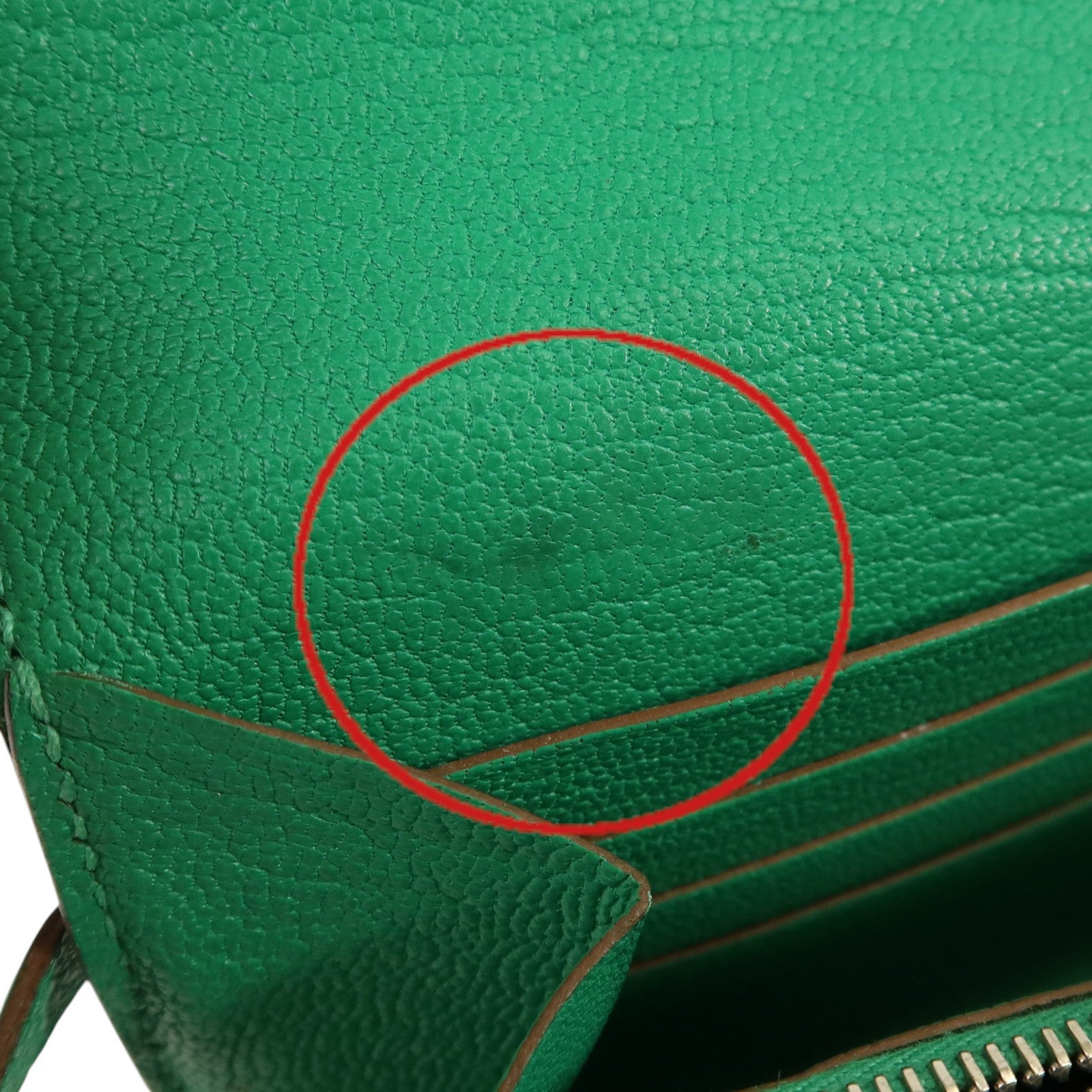 HERMES Chevre皮革Kelly wallet銀扣長錢包Menthe
