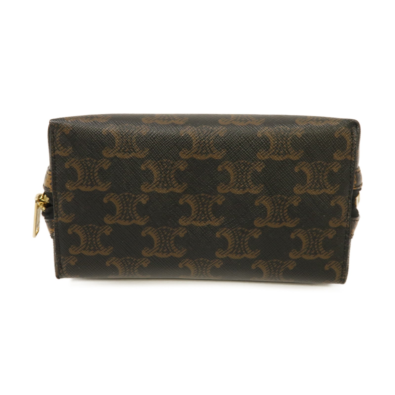 CELINE 塗層帆布Triomphe Chain Bag金扣鏈帶肩背袋啡色