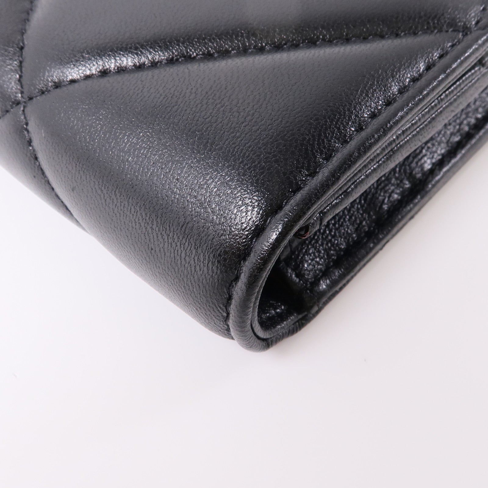 CHANEL 羊皮皮革C19 Long Wallet金扣長錢包黑色