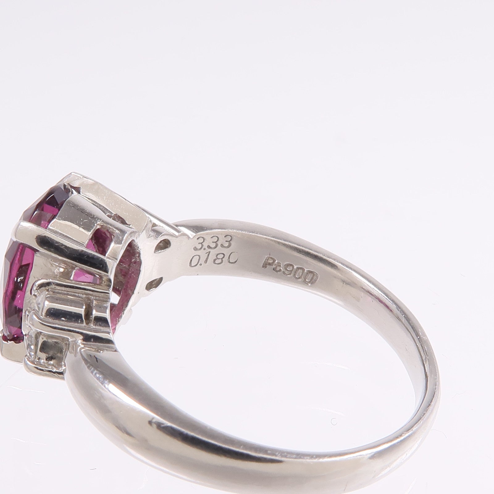 JEWELRY PT900鉑金Rhodolite Garnet Diamond Ring紅榴石/鑽石戒指