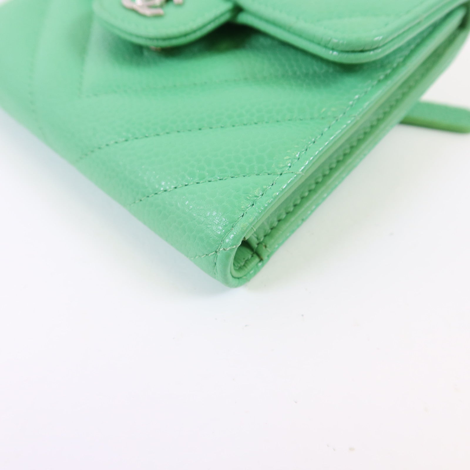 CHANEL 牛皮皮革Three-fold Wallet銀扣錢包