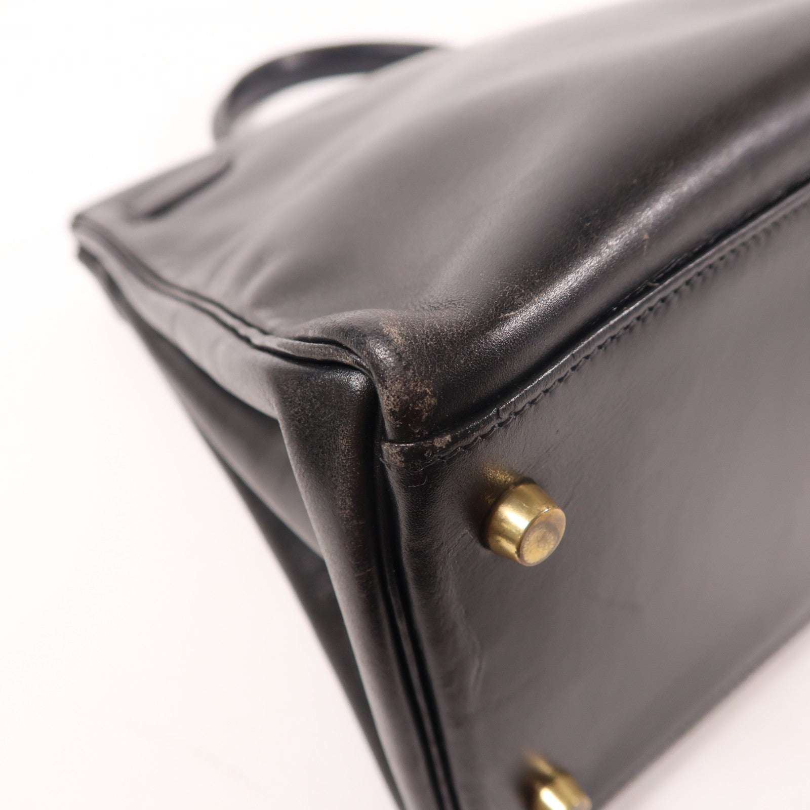 HERMES Box皮革Vintage Kelly 35手挽袋Noir