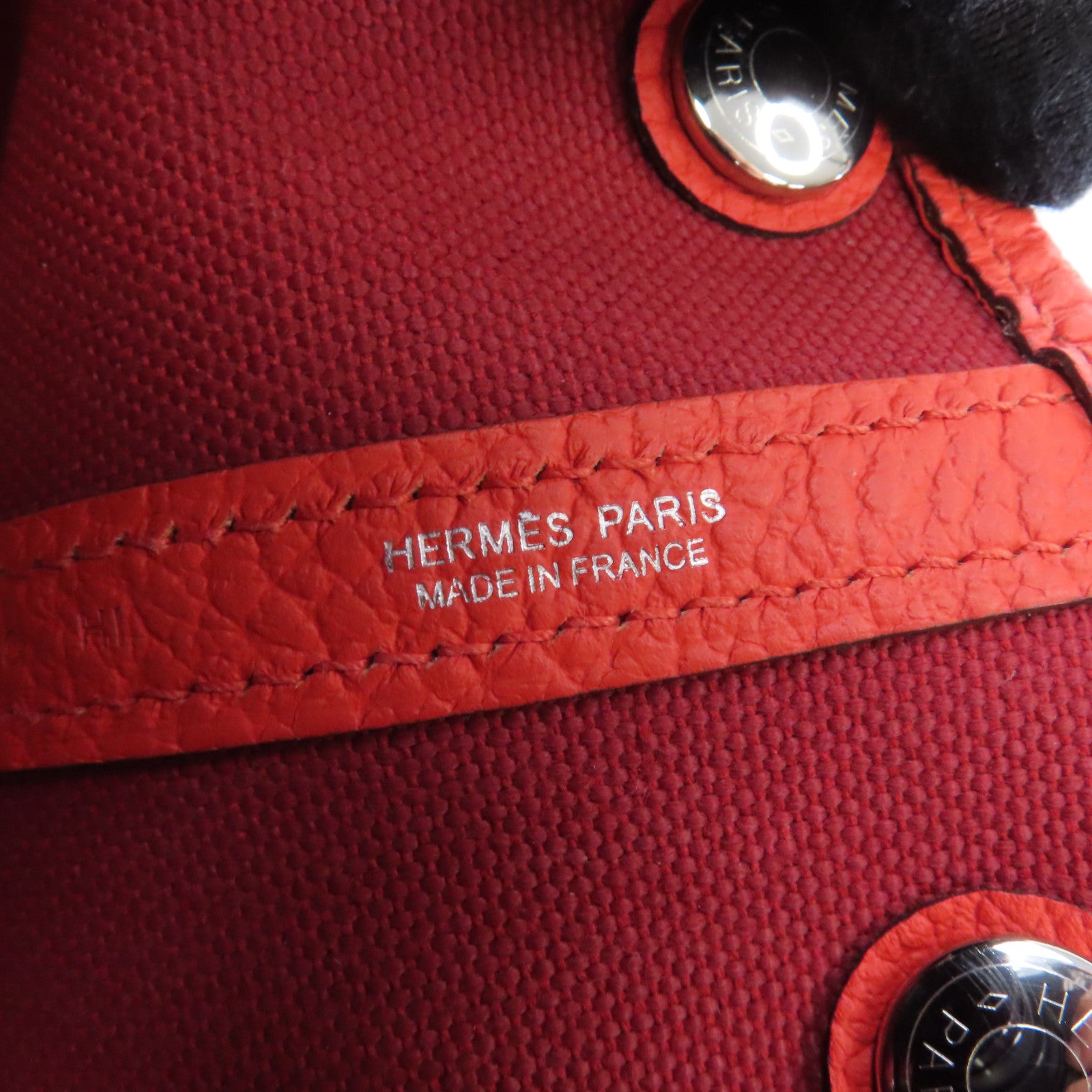 HERMES 帆布Garden Party TPM銀扣手挽袋Rouge Tomate/紅色