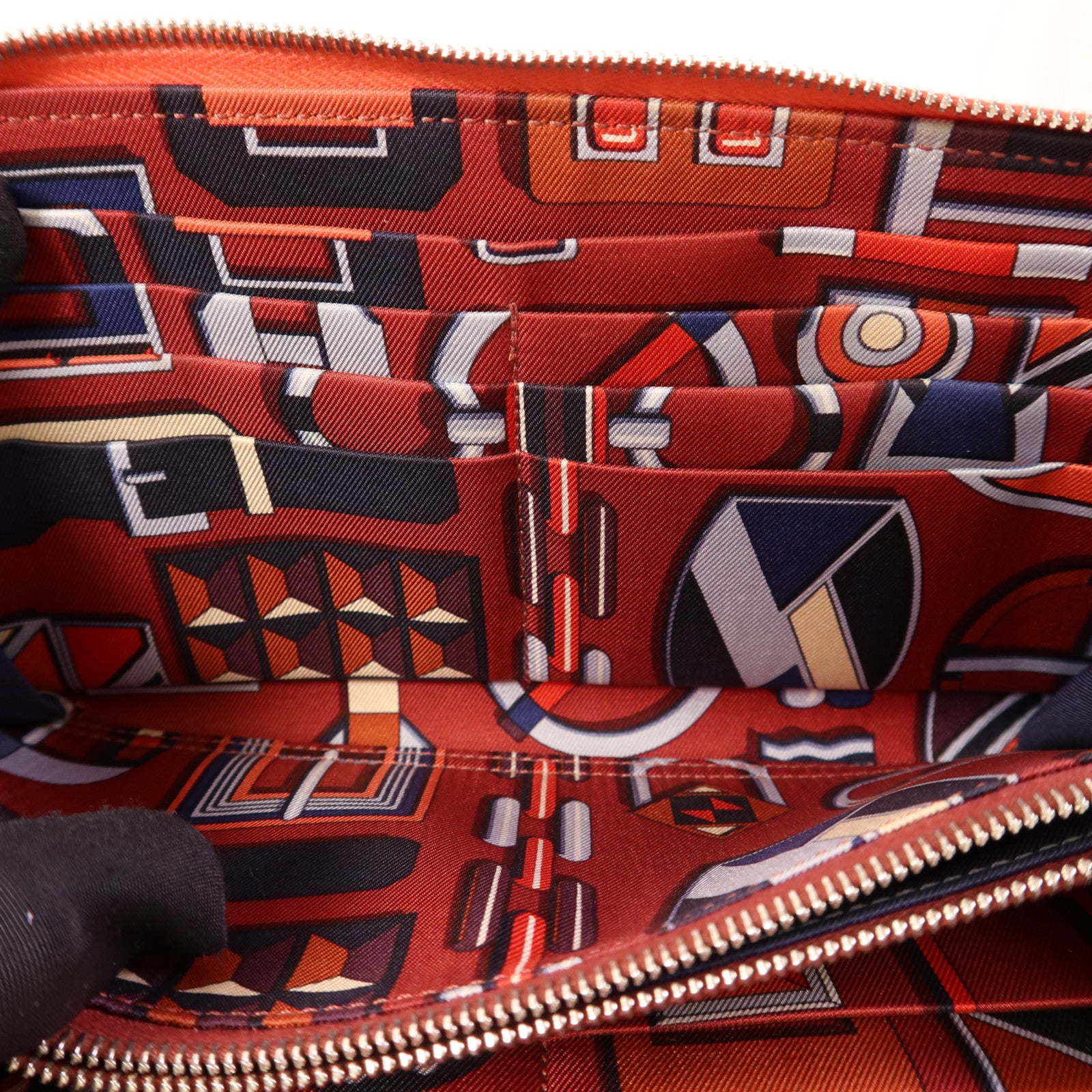 HERMES Epsom皮革Silk'In Long Wallet銀扣長錢包Rose Jaipur