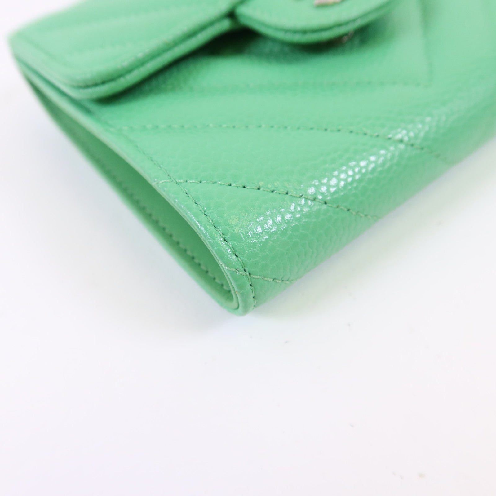 CHANEL 牛皮皮革Three-fold Wallet銀扣錢包
