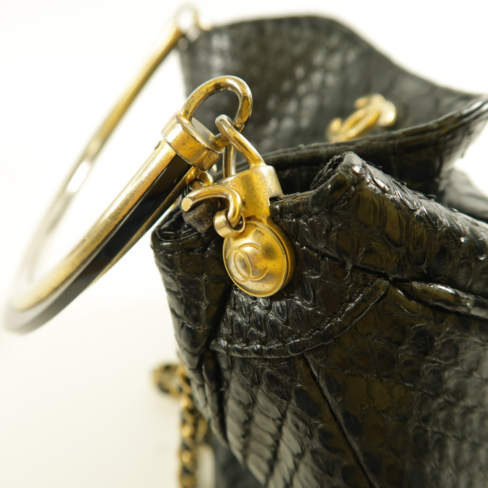 CHANEL 【激減優惠】蛇皮皮革Shoulder Bag金扣鏈帶肩背袋