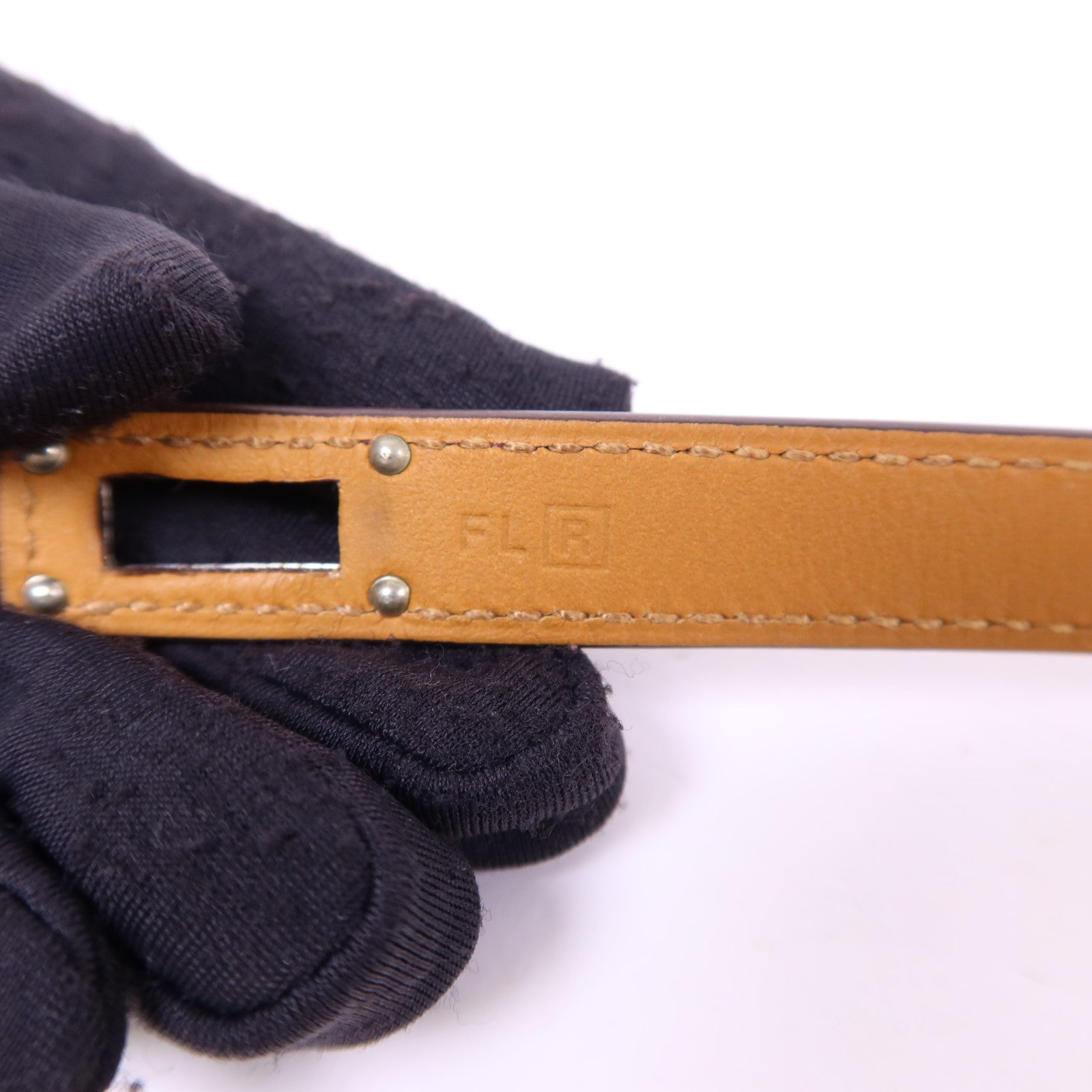 HERMES Swift皮革Kelly Double Tour銀扣手鐲Tosca Hermes#XS