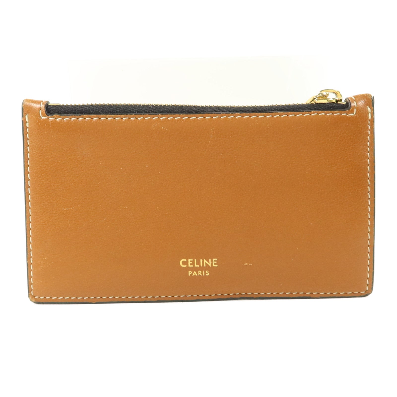 CELINE 塗層帆布/牛皮皮革Zipped Compact Card Holder卡片套