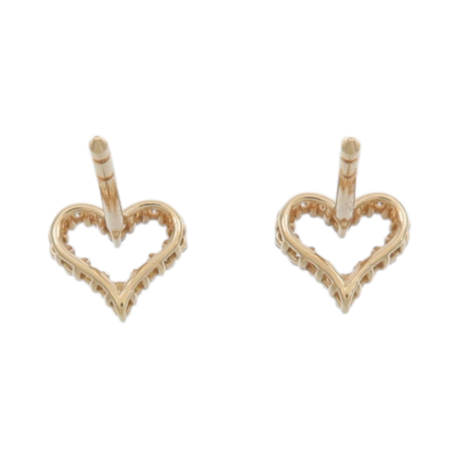 TIFFANY＆CO 18K玫瑰金Diamond Open Heart Stud Earrings鑽石耳環