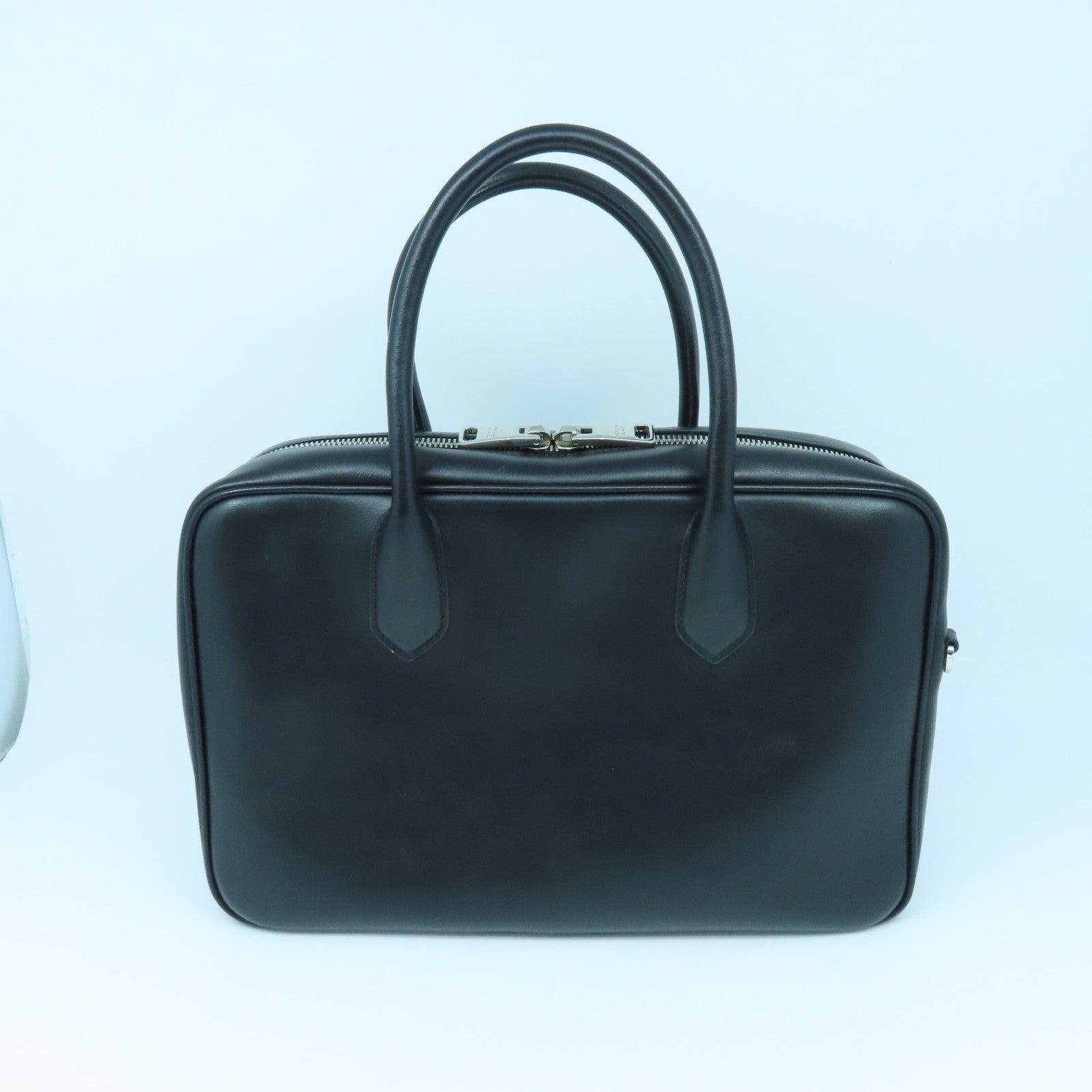 PRADA cowhide leather 2Way Bag silver buckle handle shoulder bag black