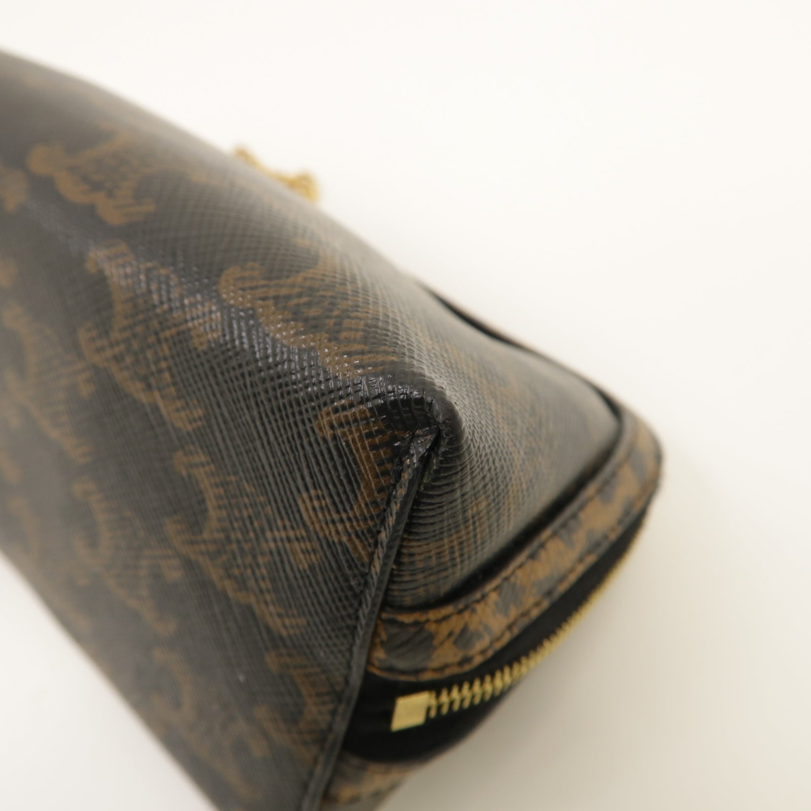 CELINE 塗層帆布Triomphe Chain Bag金扣鏈帶肩背袋啡色