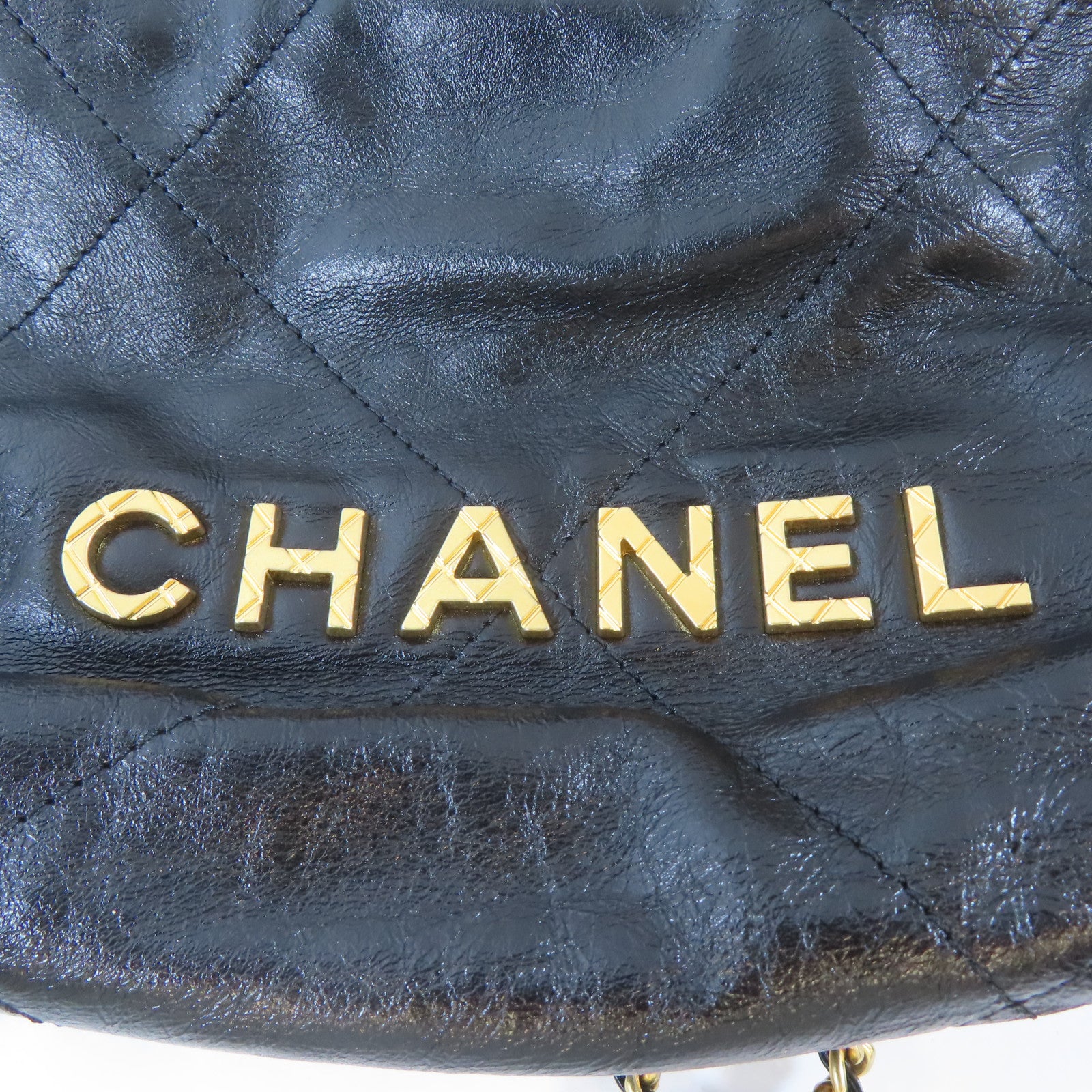 CHANEL 牛皮皮革Chanel 22 Mini金扣手挽肩背兩用袋黑色
