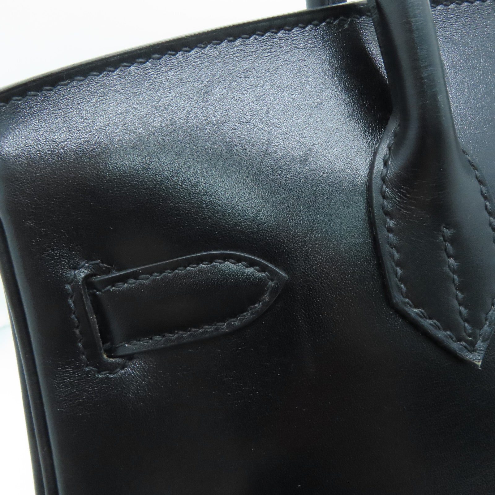 HERMES Box Calf皮革Birkin 30 So Black手挽袋黑色