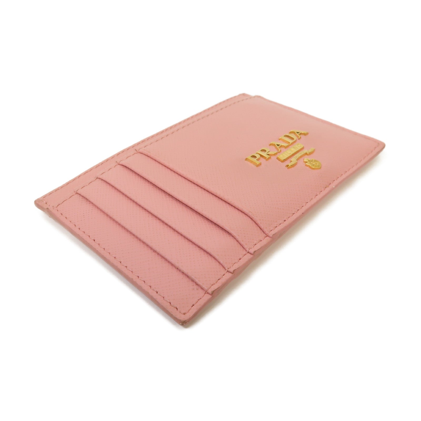 PRADA 【激減優惠】牛皮皮革Card Case金扣卡片套粉紅色