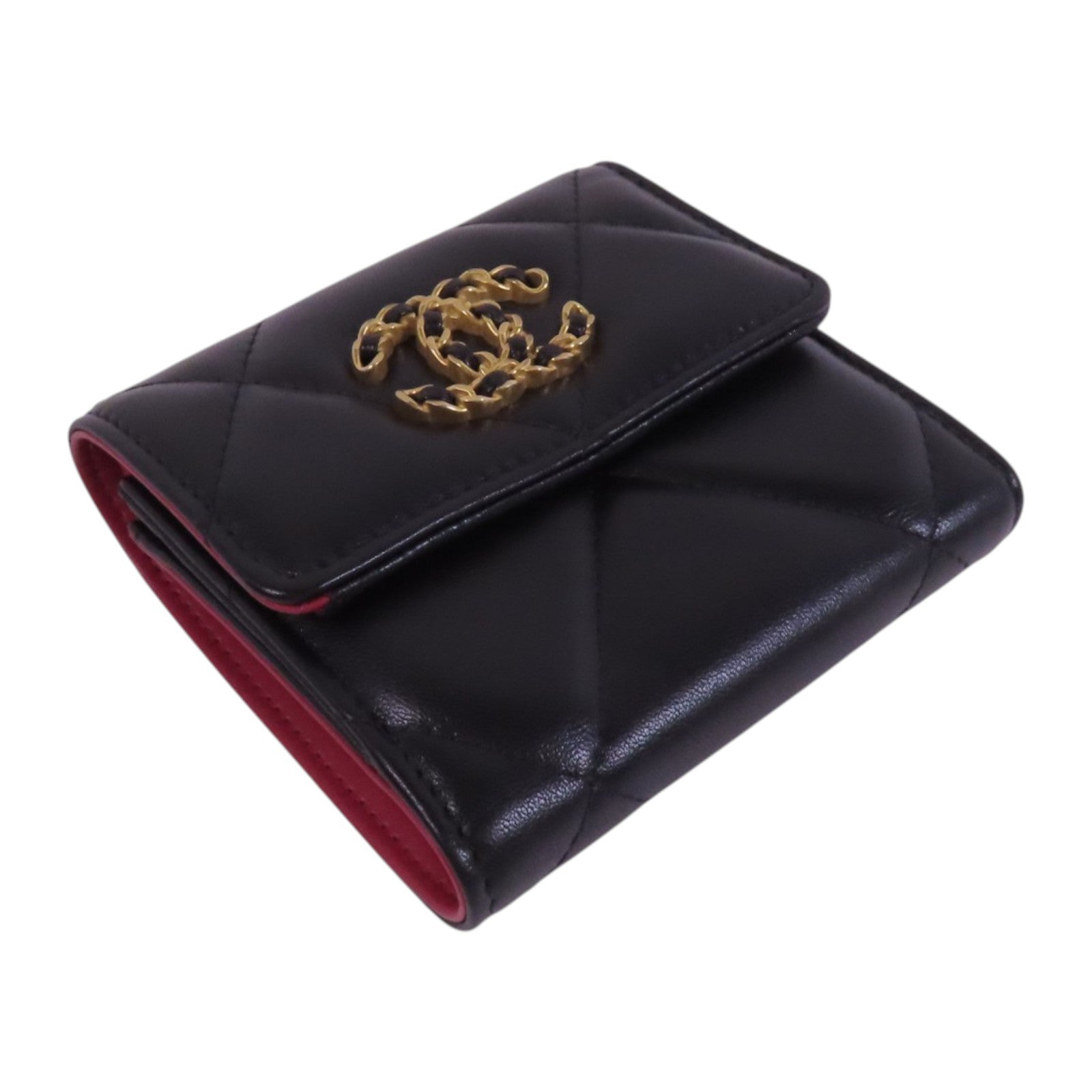 CHANEL 羊皮皮革Chanel 19 Small Wallet金扣短錢包