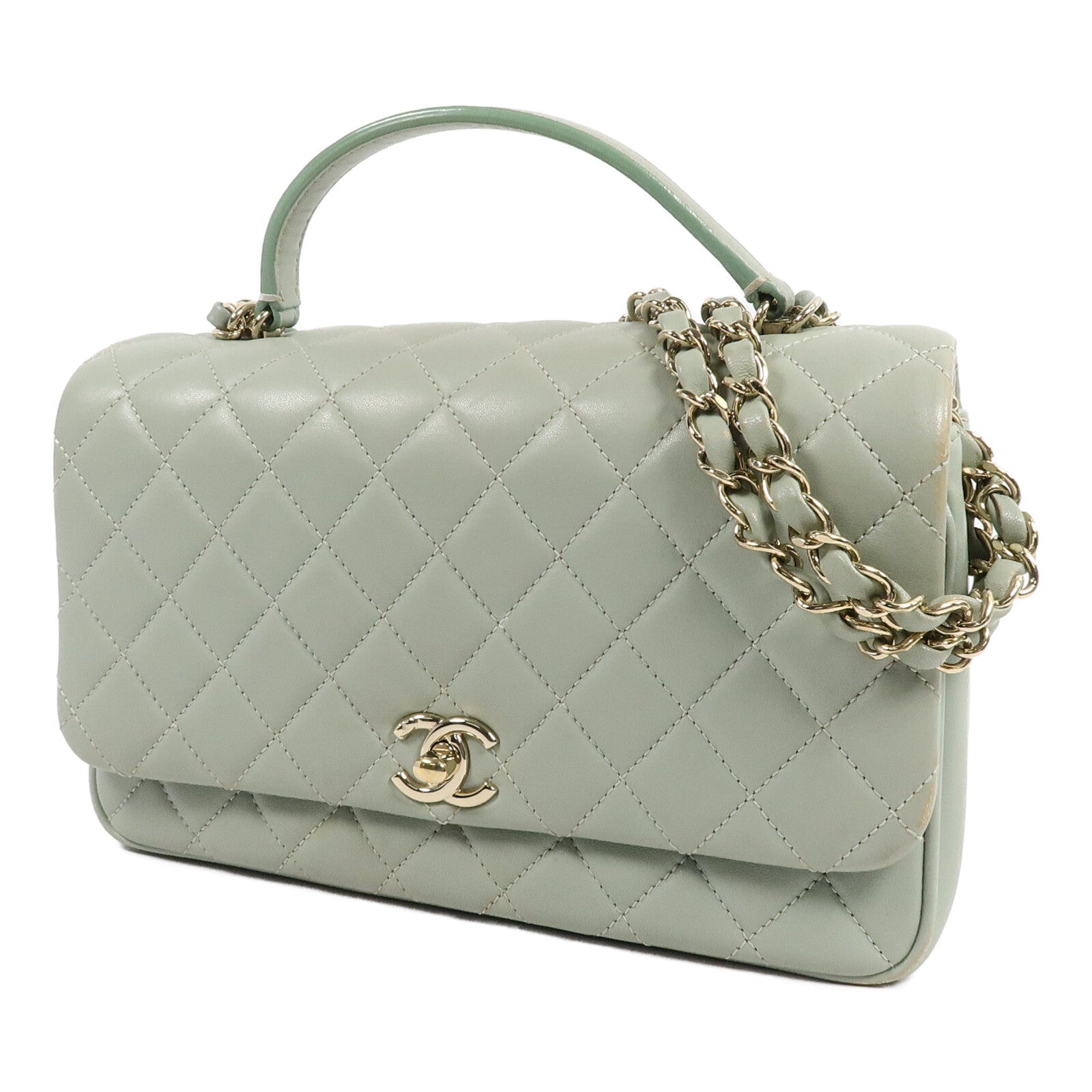 CHANEL 牛皮皮革Top Hander Flap Bag手挽肩背兩用袋